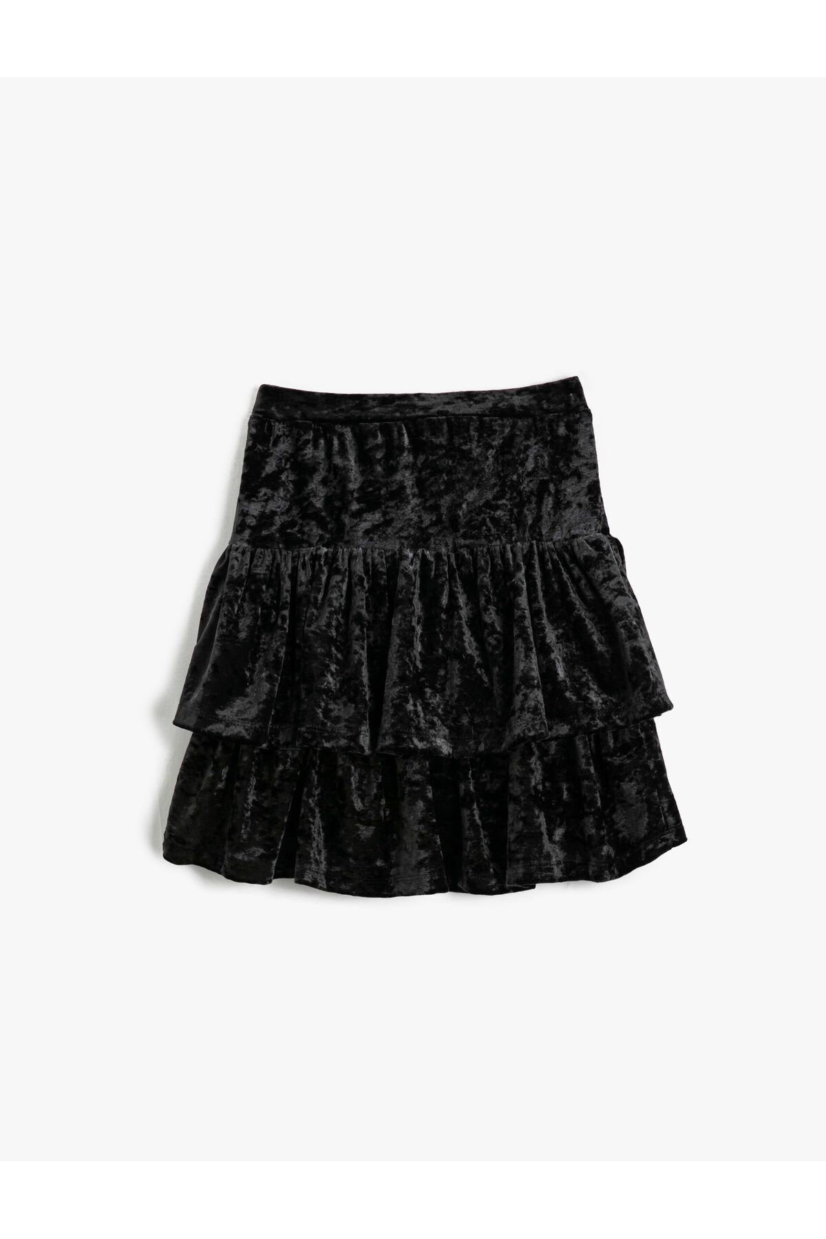 Black velvet online ruffle skirt
