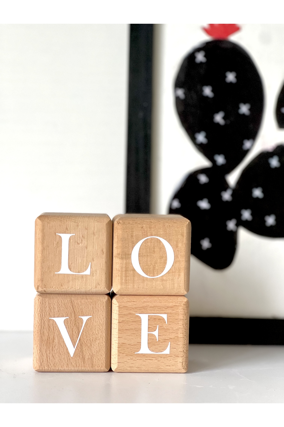 Love yazılı 4lü ahşap beyaz yazılı