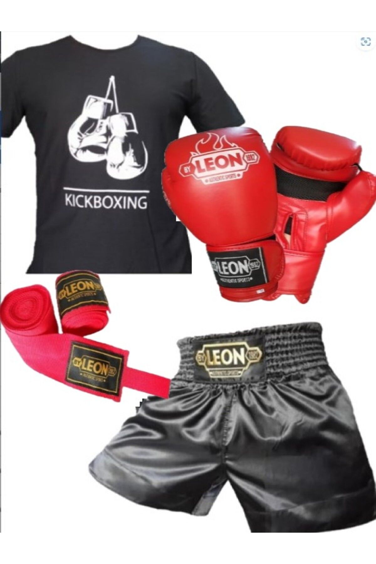 تجهیزات بوکس مشکی Kickboxing ، Boxing Thai Glinden T Shirt شورت 3.5 متر مجموعه باند By Leon 1982
