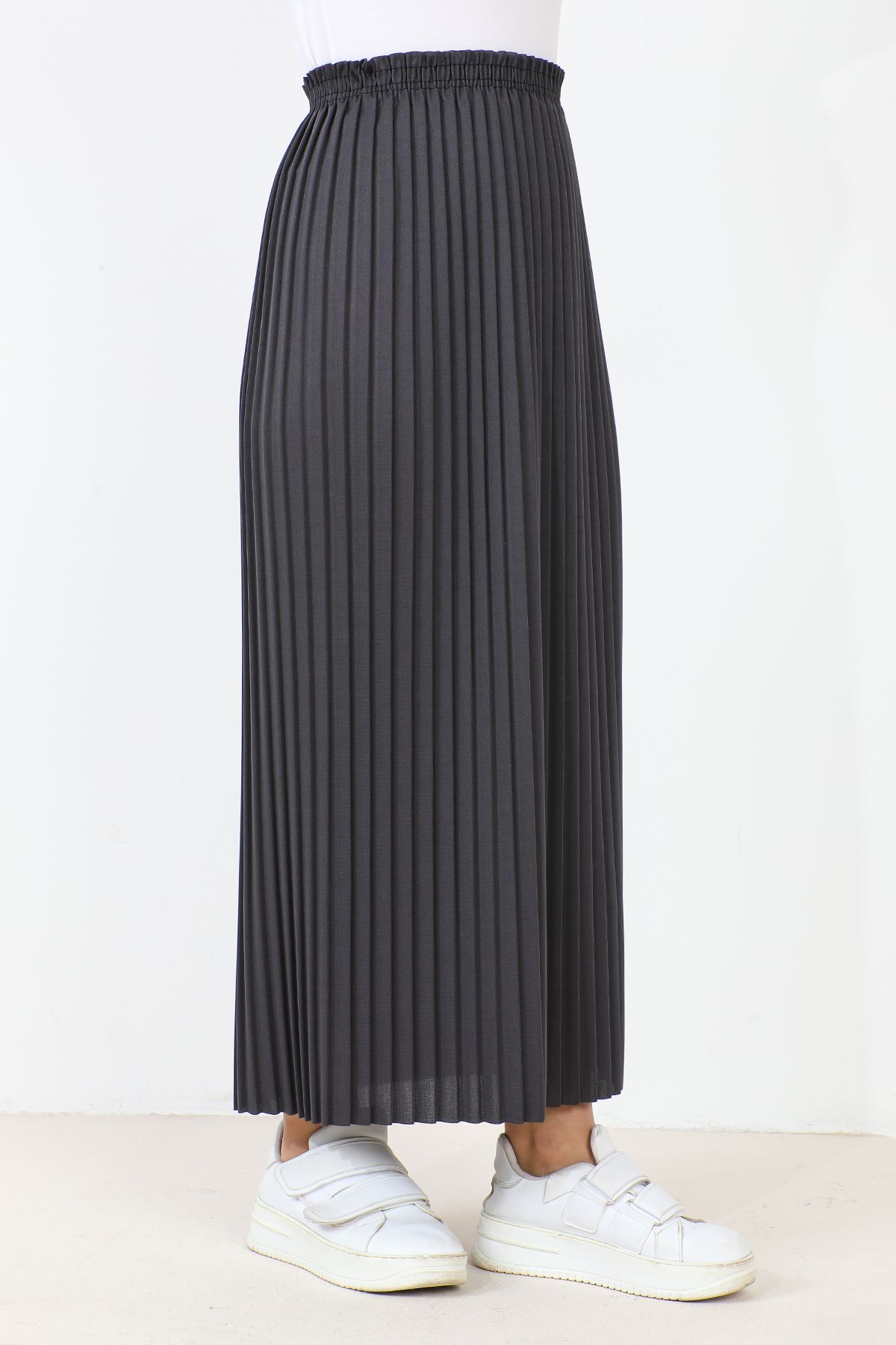 Dark grey pleated maxi skirt sale