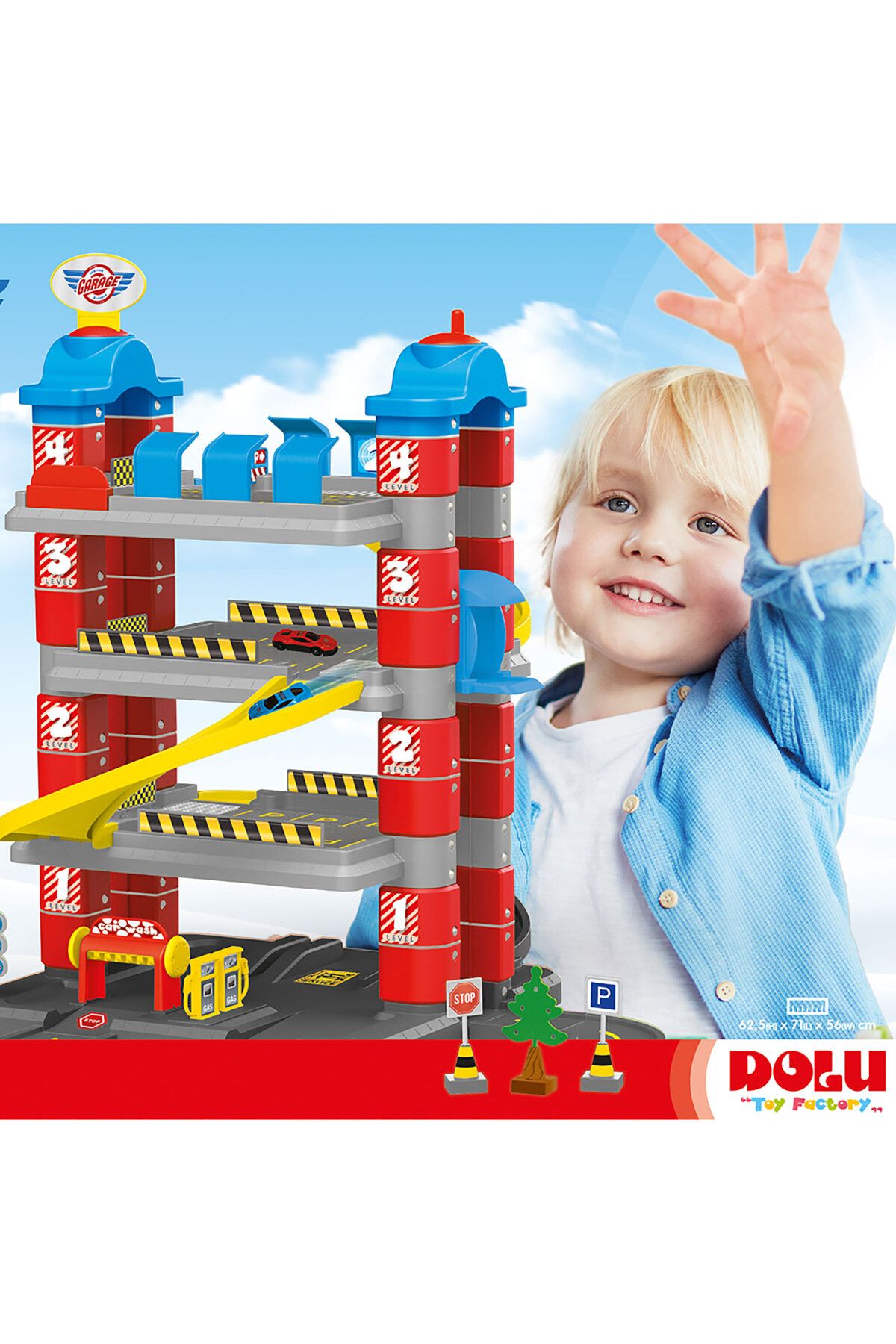 YILDIRIM OYUNCAK-4-Storey Large Parking Garage Set - Garage Set with Elevator Feature 3