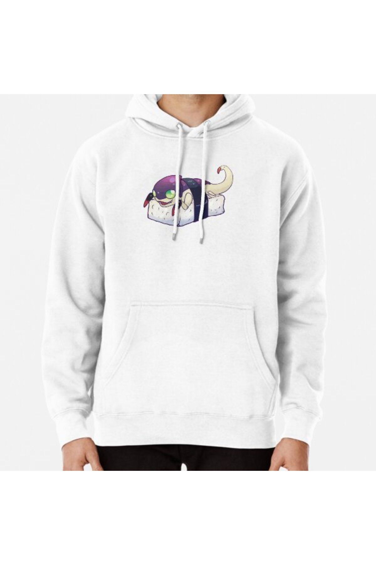 ZOKAWEAR Xenos Nid Cute Sushi Print White Hooded Sweatshirt Hoodie
