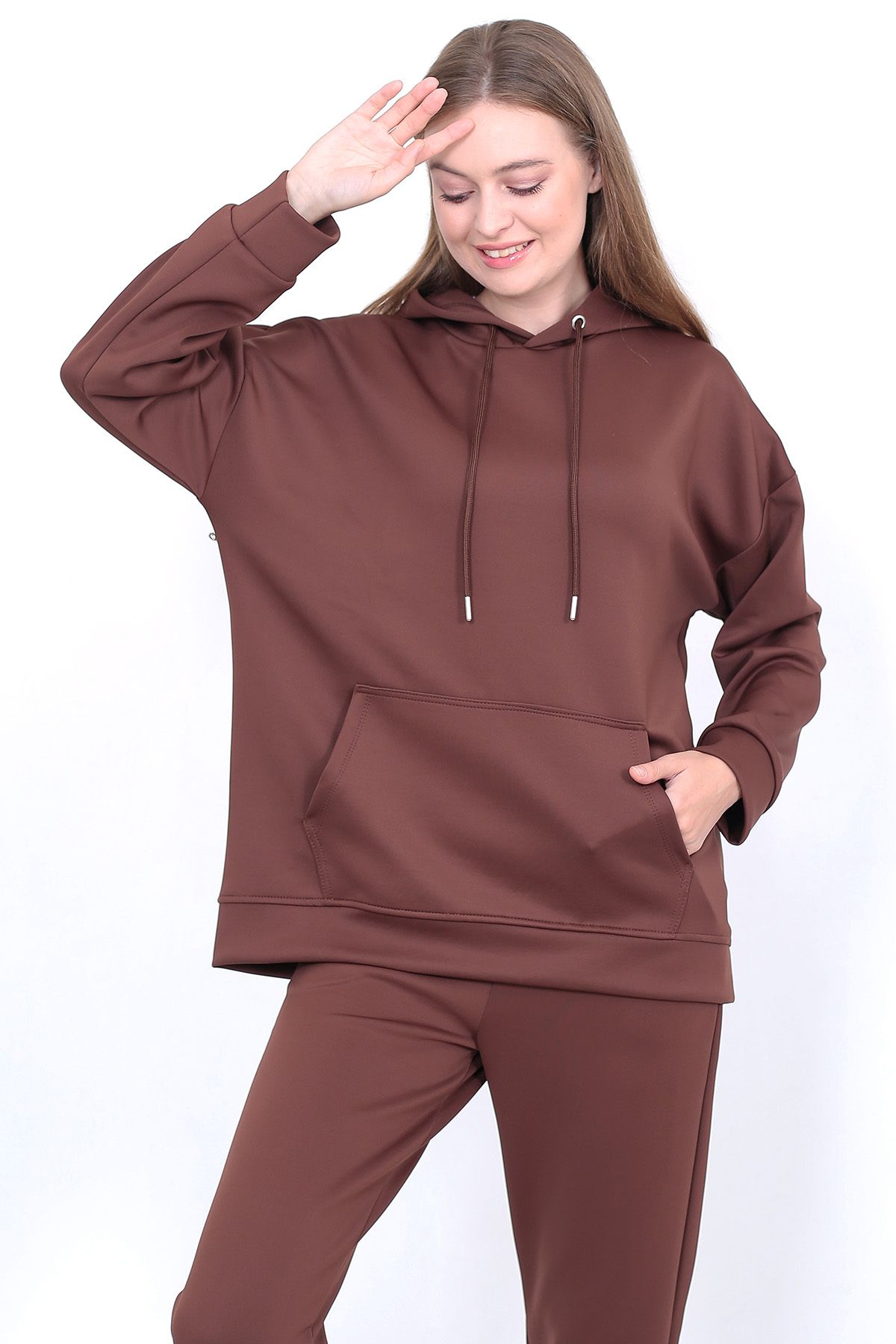 Extra long store hooded sweatshirt