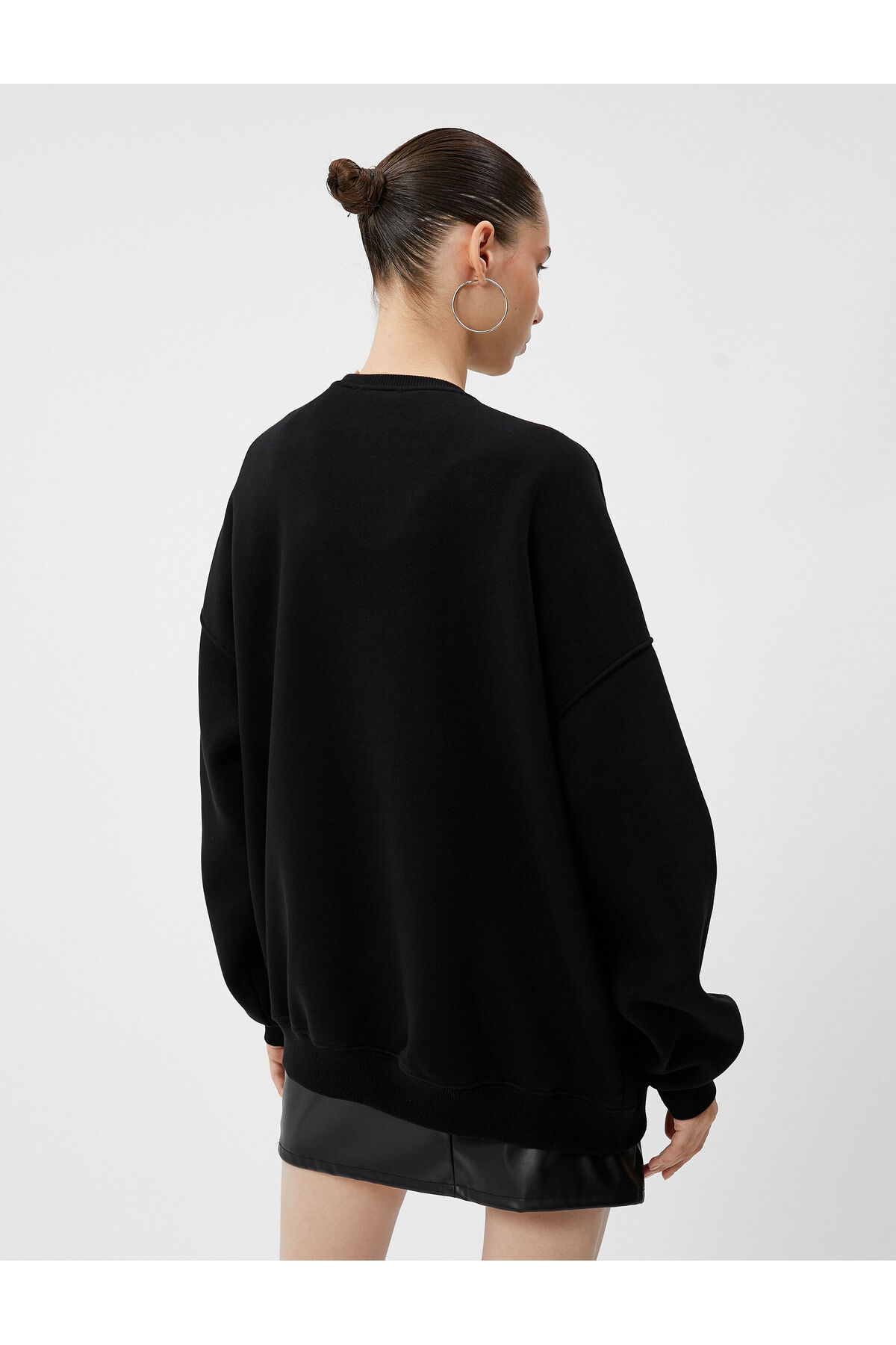 سویشرت زنانه مشکی کوتونKoton | 4WAL10453IK اورجینال - تصویر 4