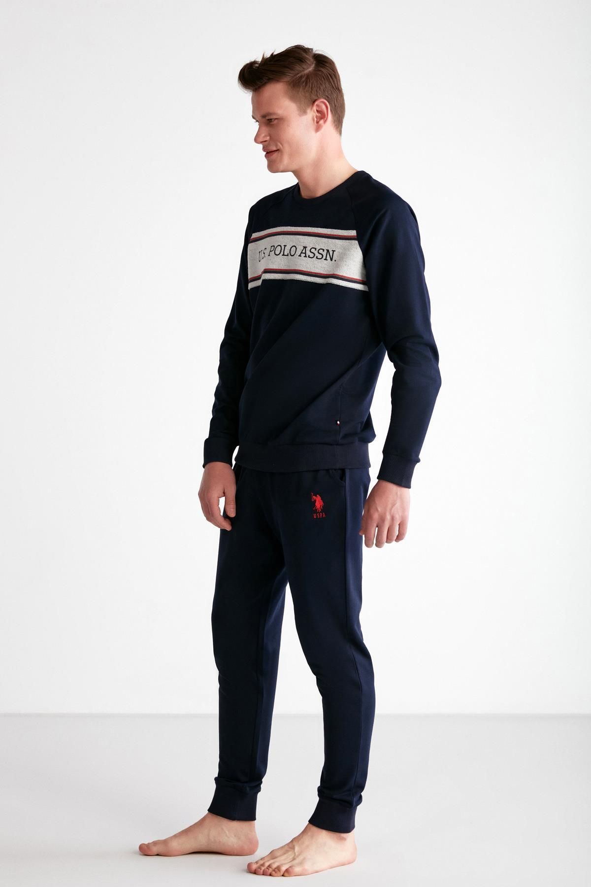 U.S. Polo Assn. 100 Cotton Men s 2 Thread Winter Pajama Set Text