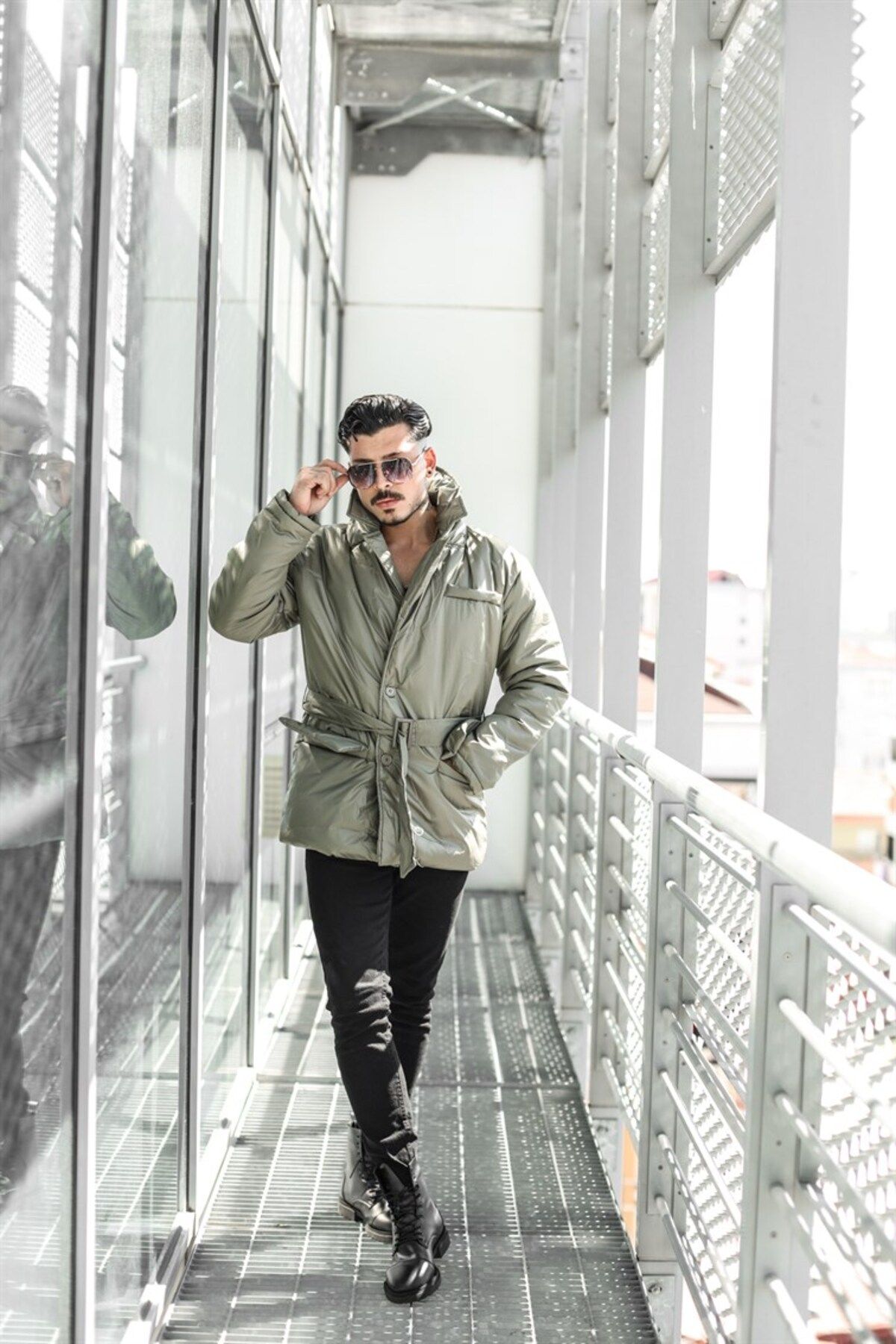 Green parka outfit sales men