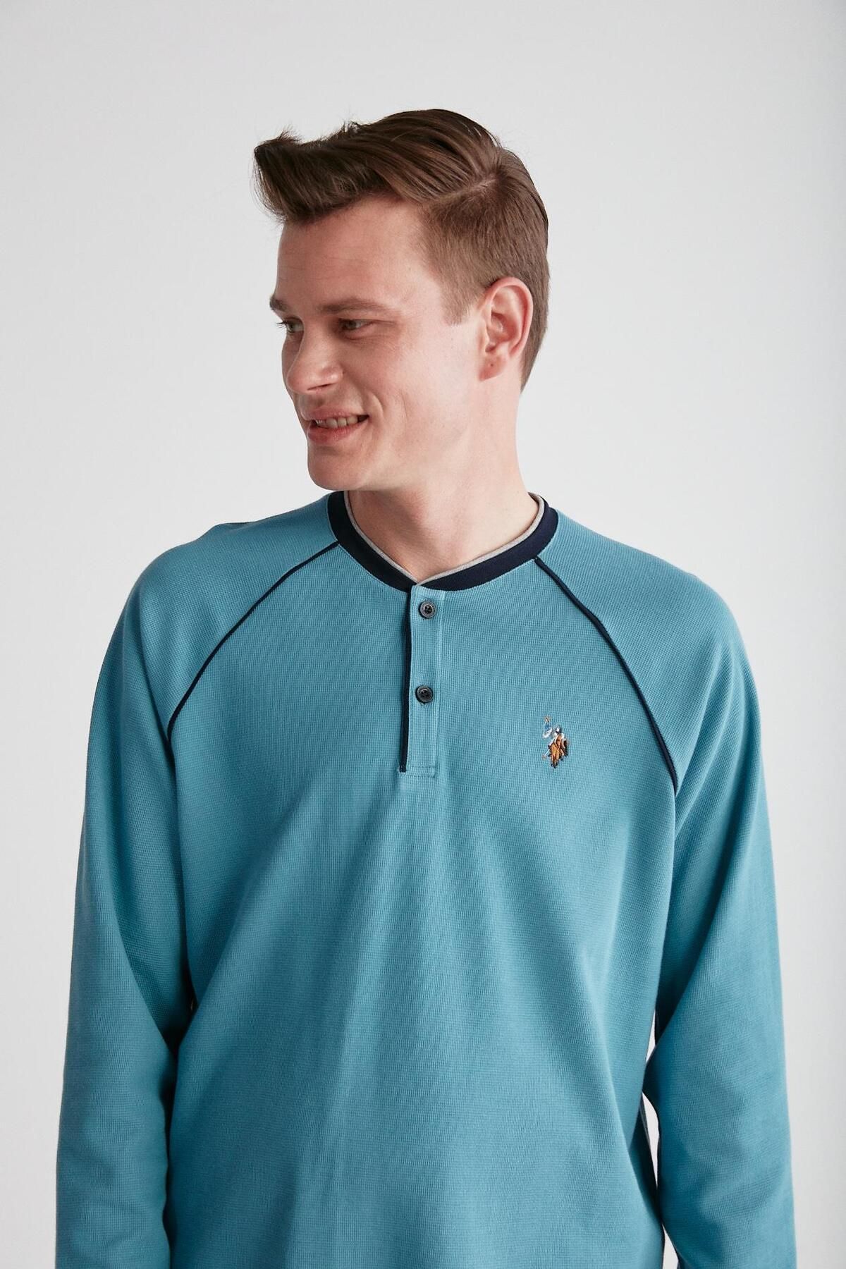 U.S. Polo Assn. ست پیژامه تکه فیروزه ای مردانه