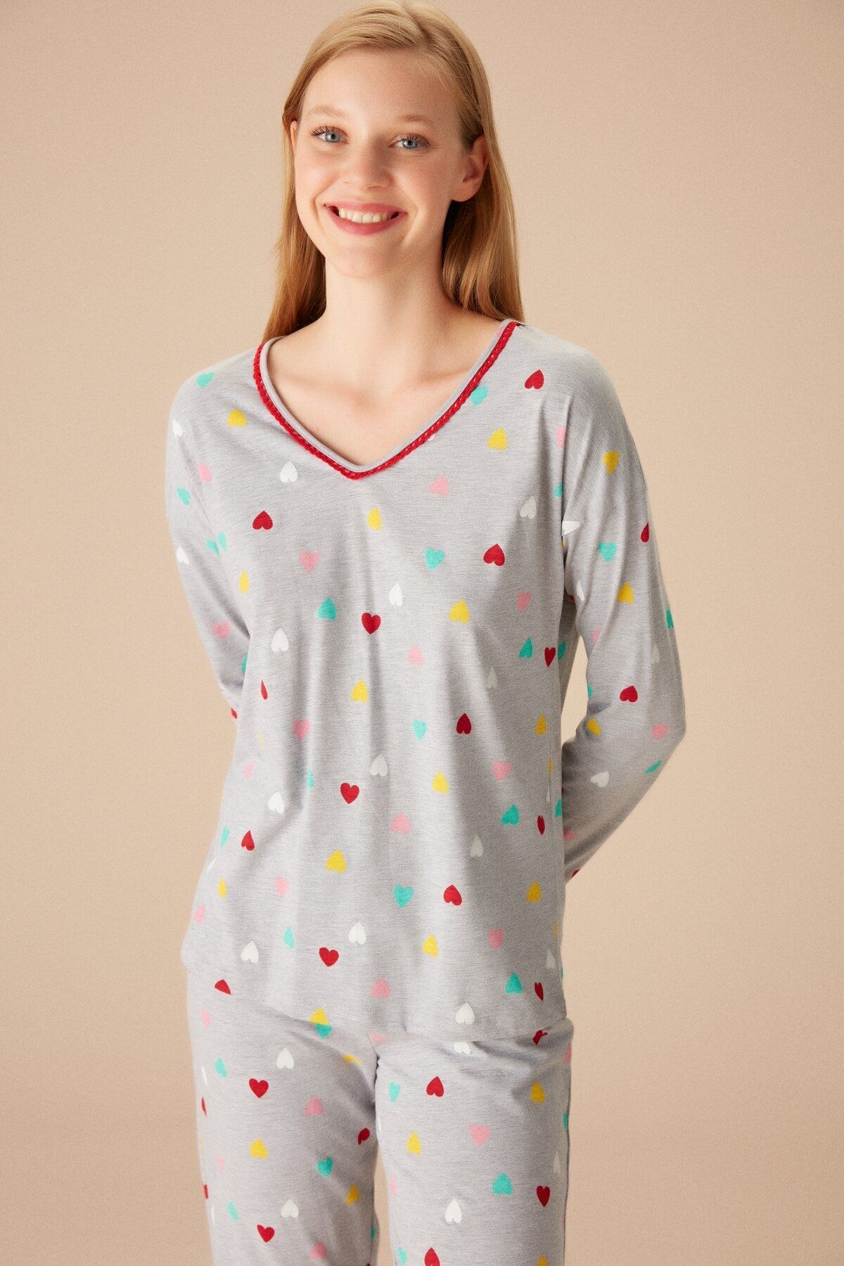 SUWEN-Set pijama inimă 3