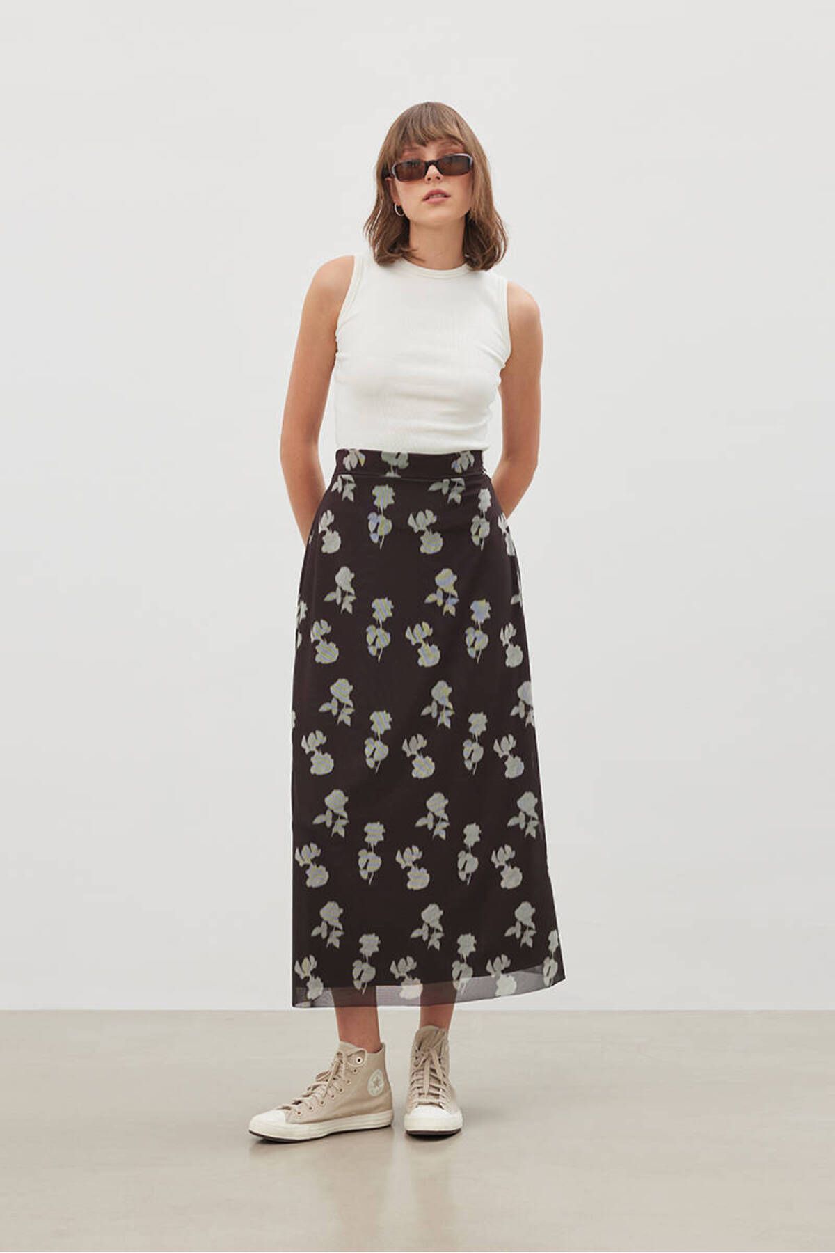 BE BLUE 90S FLORAL TULLE SKIRT Trendyol