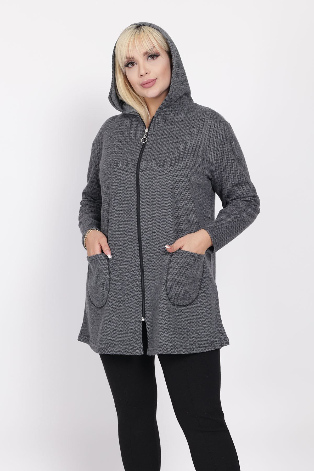 moday z Large Size Hooded Cardigan with Pockets 31b 2224 Trendyol