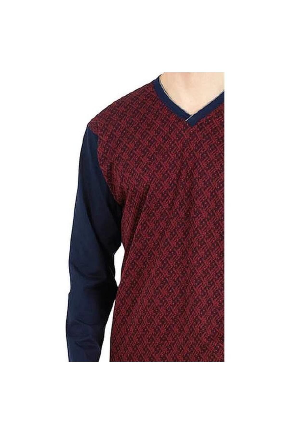 ست پیژامه قرمز مردانه ژاکارد CARDIN 6023 Pierre Cardin