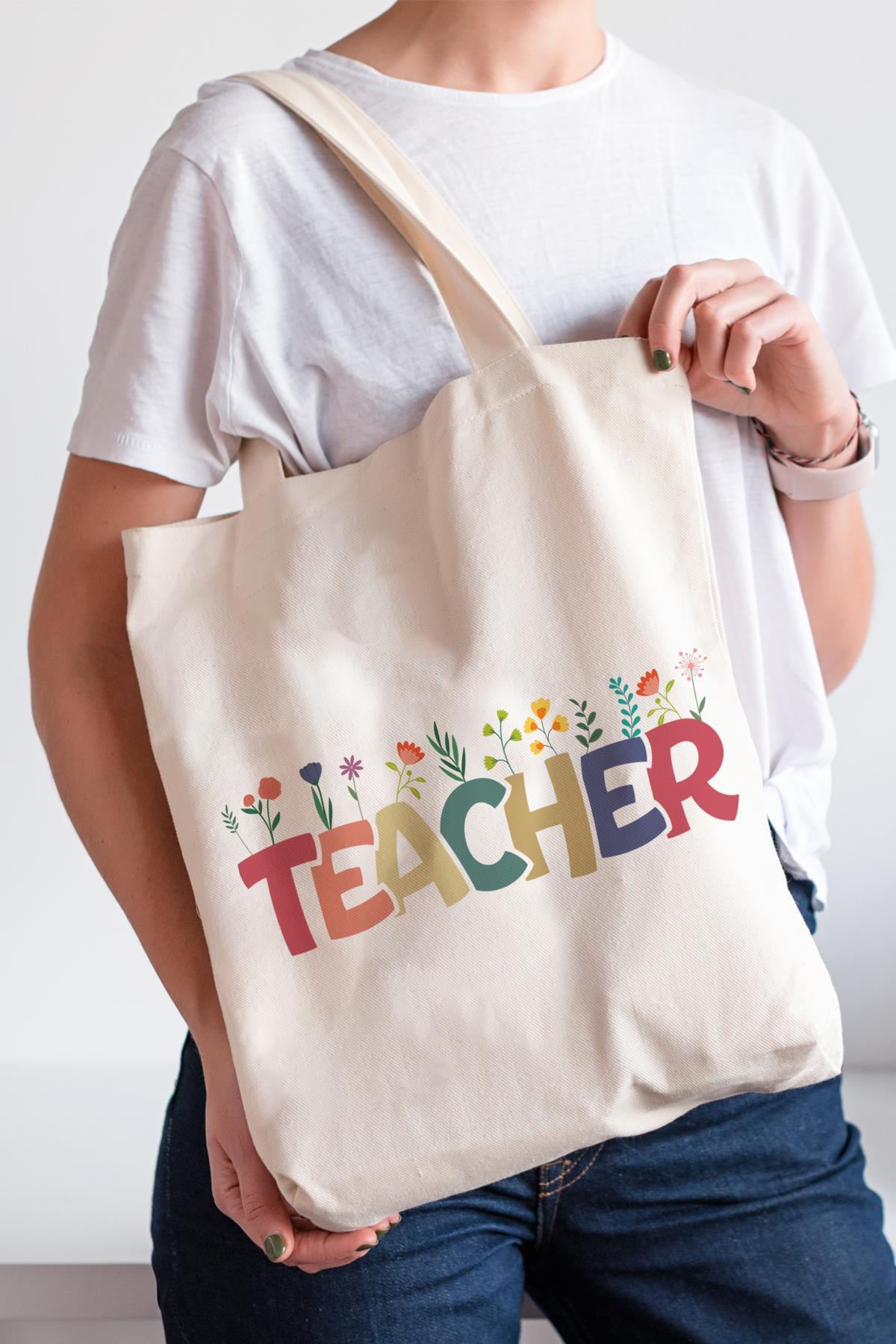 PEKSHOP Öğretmene Hediye Bez Çanta Hediyelik Teacher Yazılı