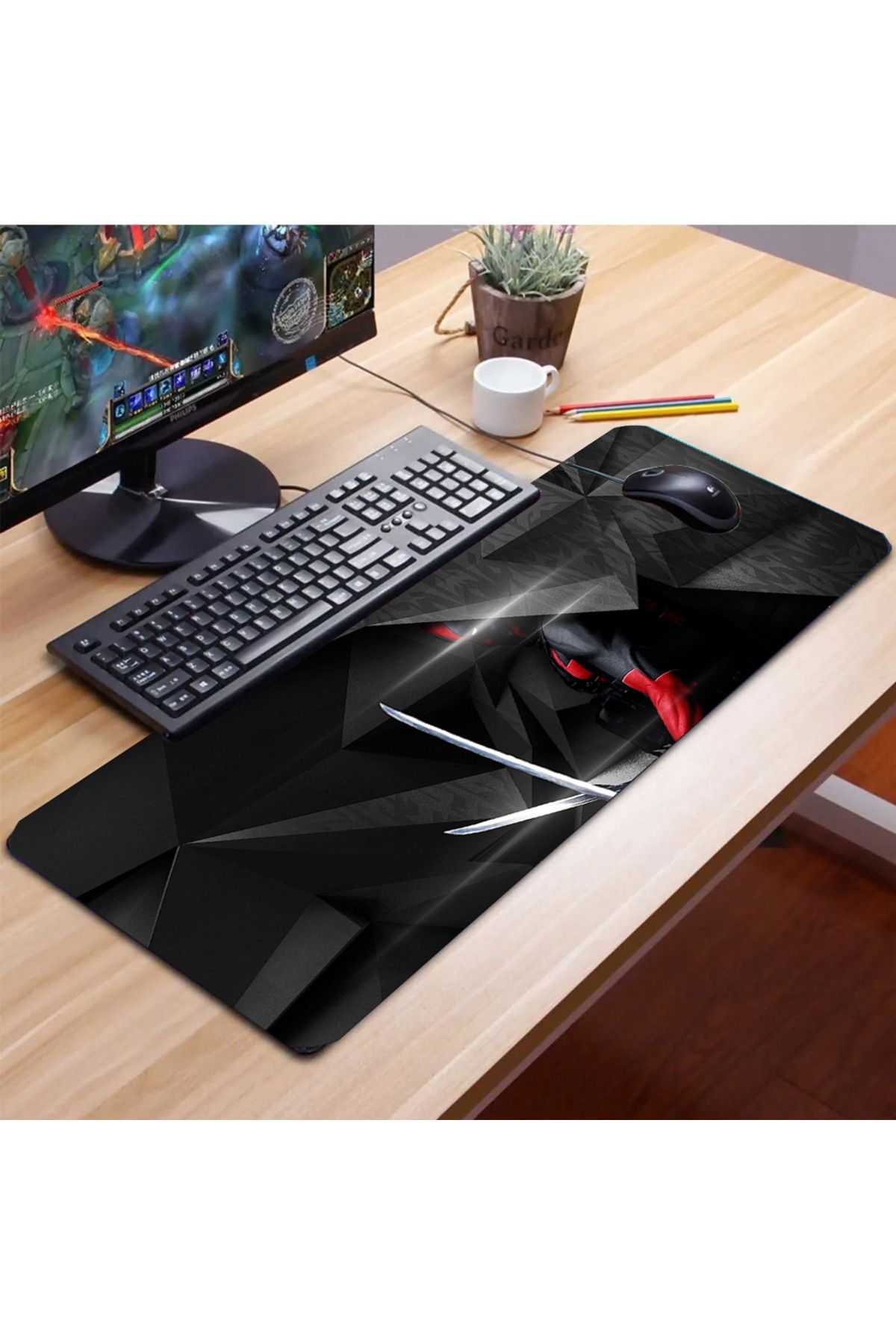 SonicTouch-Deadpool Patterned Non-Slip Gaming Gamer Desktop Seamless Keyboard Mouse Pad 32x70cm 2