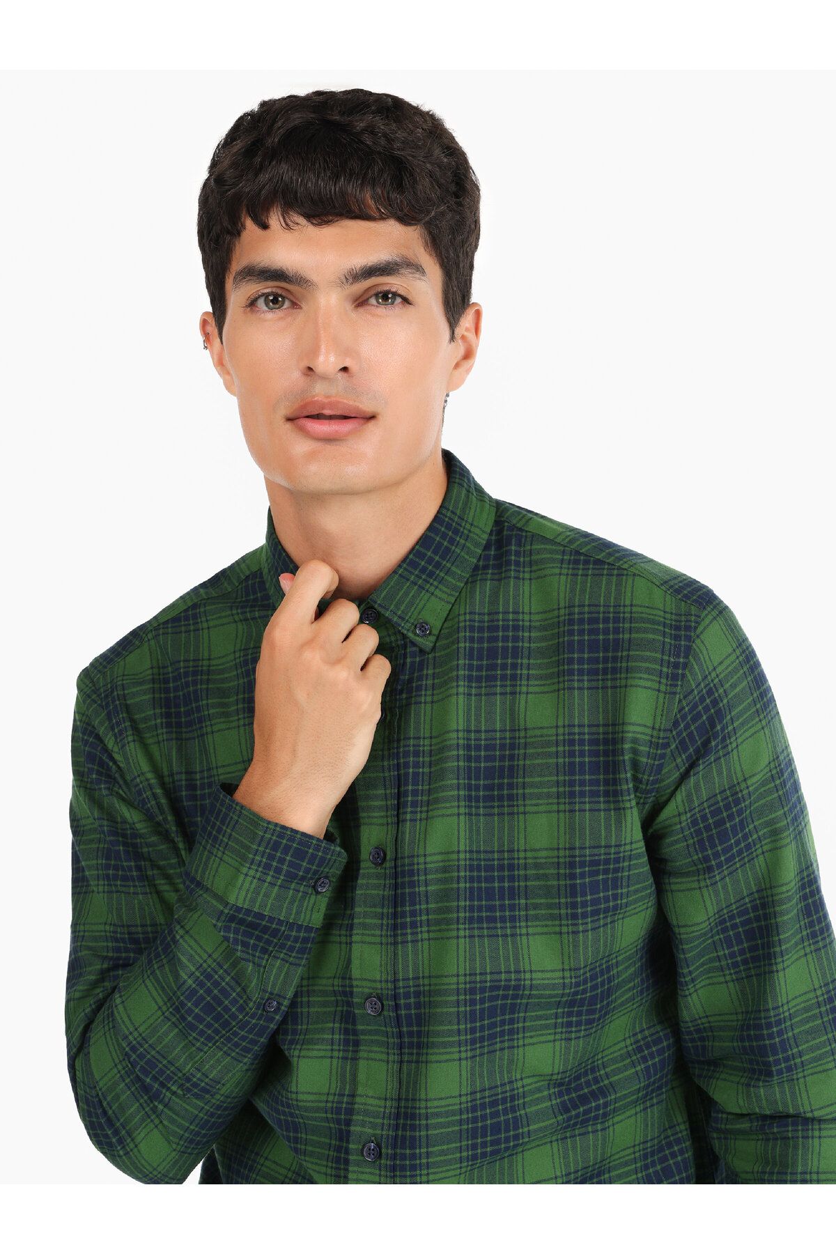 Colin's-Cămașă verde Slim Fit pentru bărbați cu mânecă lungă 4