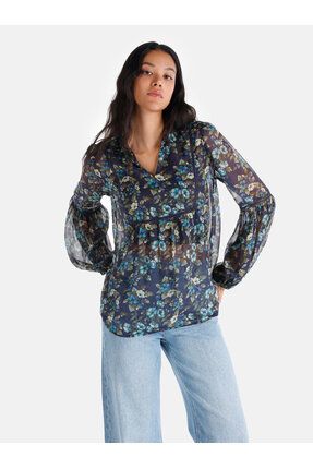 Colin's Regular Fit Shirt Neck Çiçek Baskılı Çok Renkli Kadın Bluz U.kol