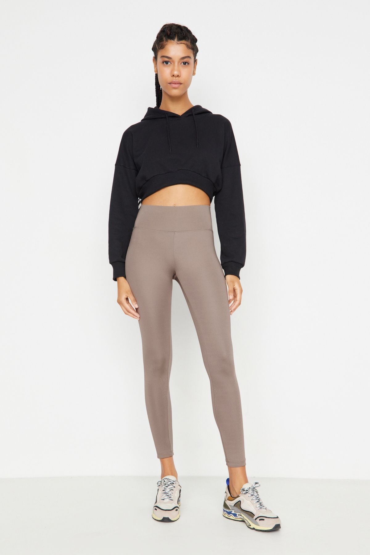 Trendyol Collection-Jambiere de sport tricotate pe lungime întreagă, elastică cu talie lată de nurcă TWOAW21TA0029 2