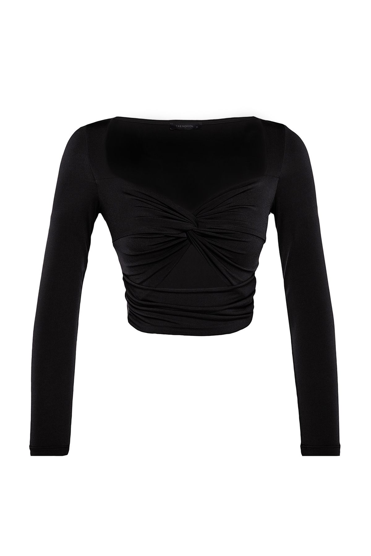 Trendyol Collection-Czarna bluzka dzianinowa z wycięciem/okienkiem Tpraw24Bz00027 7