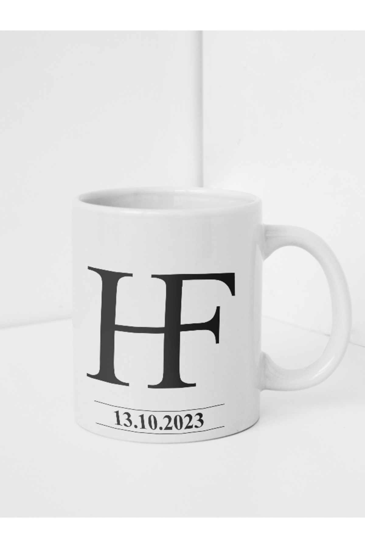 Mug with Double Head Letters and Dated Custom Design