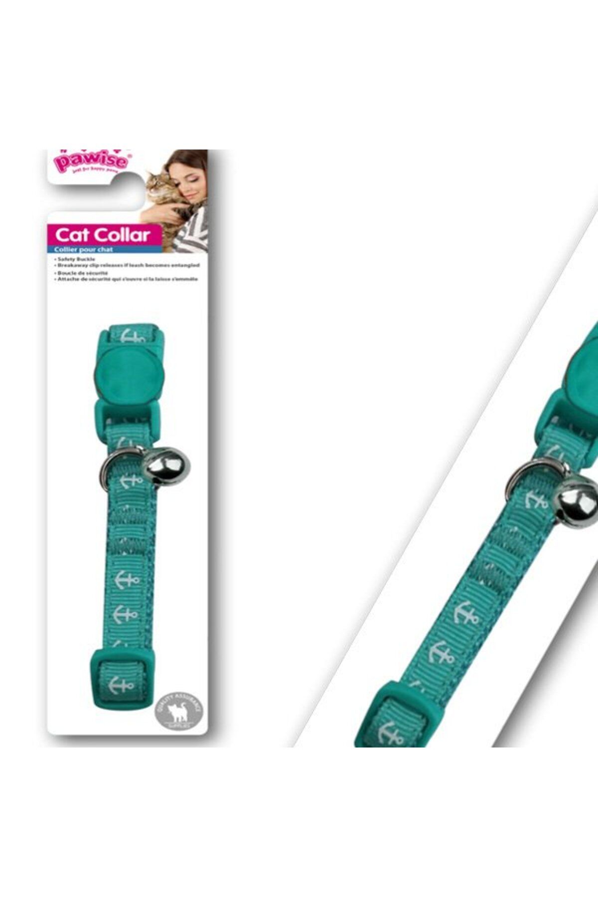 Pawise-Anchor Patterned Green Bell Cat Collar 1