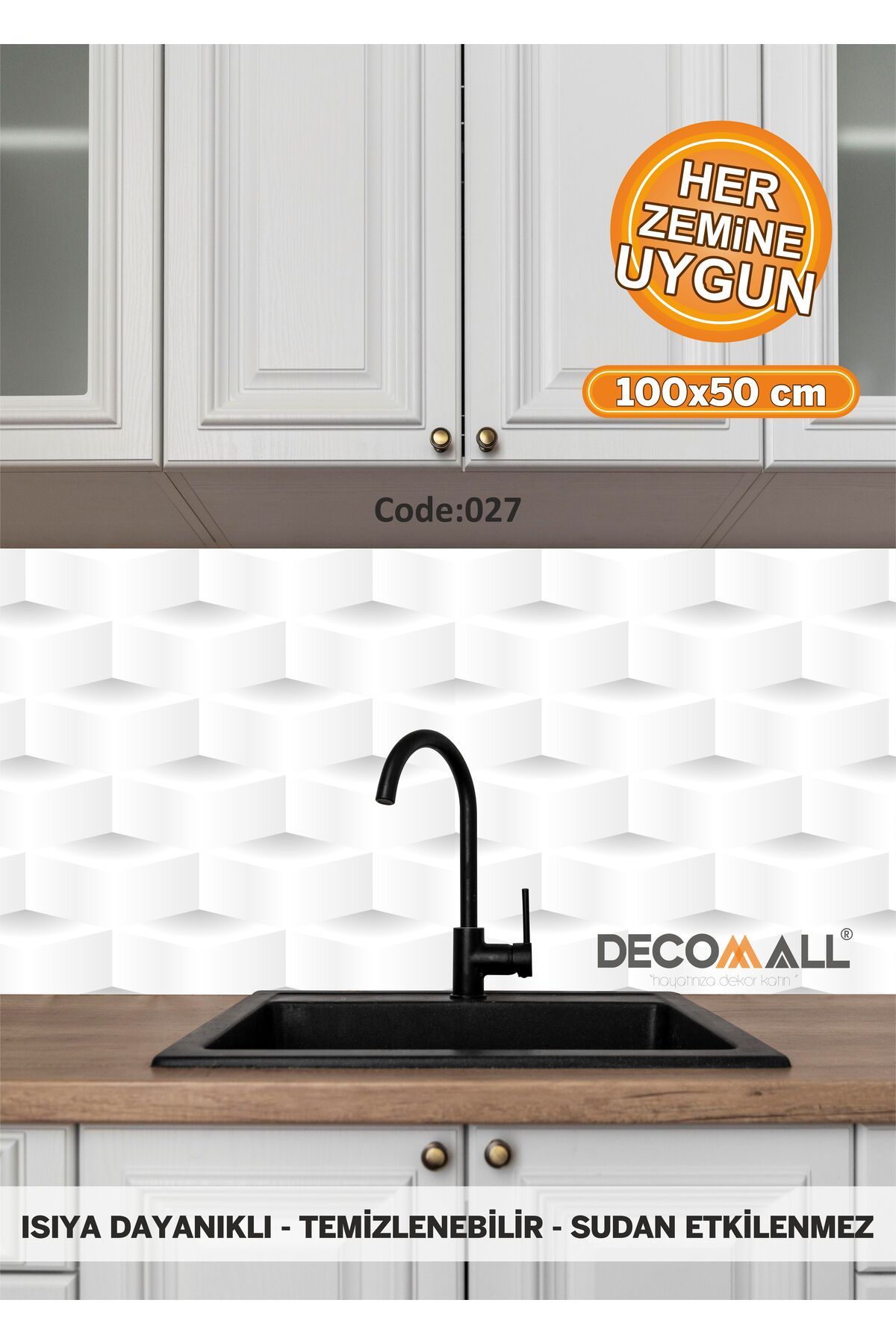 27 Code YAPIŞKANLI DESENLİ FOLYO DUVAR DOLAP MUTFAK TEZGAH ARASI FOLYO KAPLAMA(50x100cm)