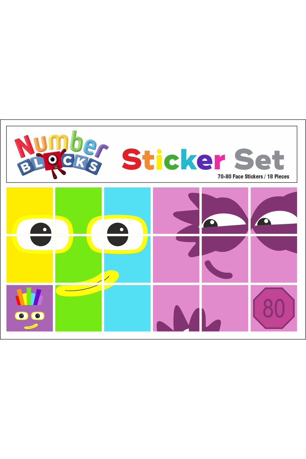 Pass Pano-Number Blocks Math Educational Unit Cube Snapcubes Head Sticker /10-100 Sticker 18 Pcs 4