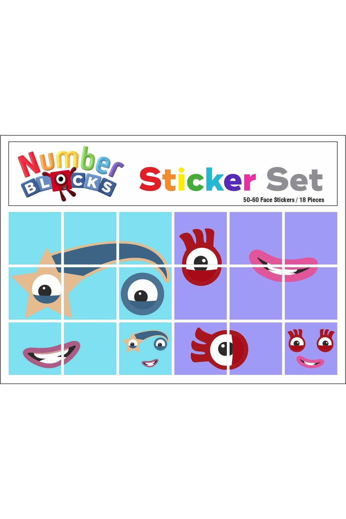 Pass Pano-Number Blocks Math Educational Unit Cube Snapcubes Head Sticker /10-100 Sticker 18 Pcs 6