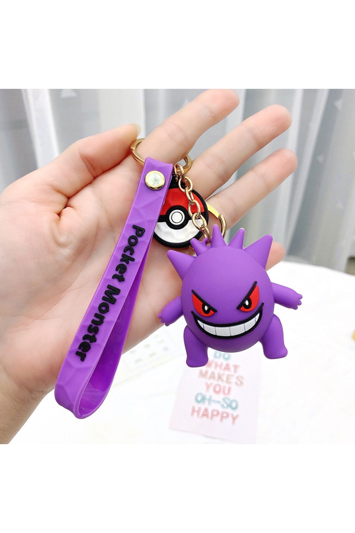 K stebek Anime Pokemon Gengar Silicone Keychain