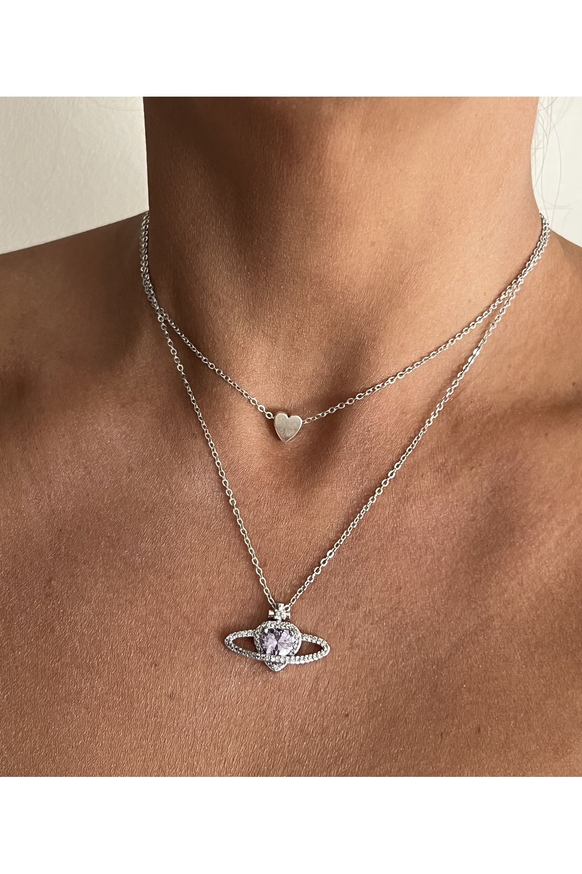 tones official Lilac Swarovski Stone Saturn Crown Necklace
