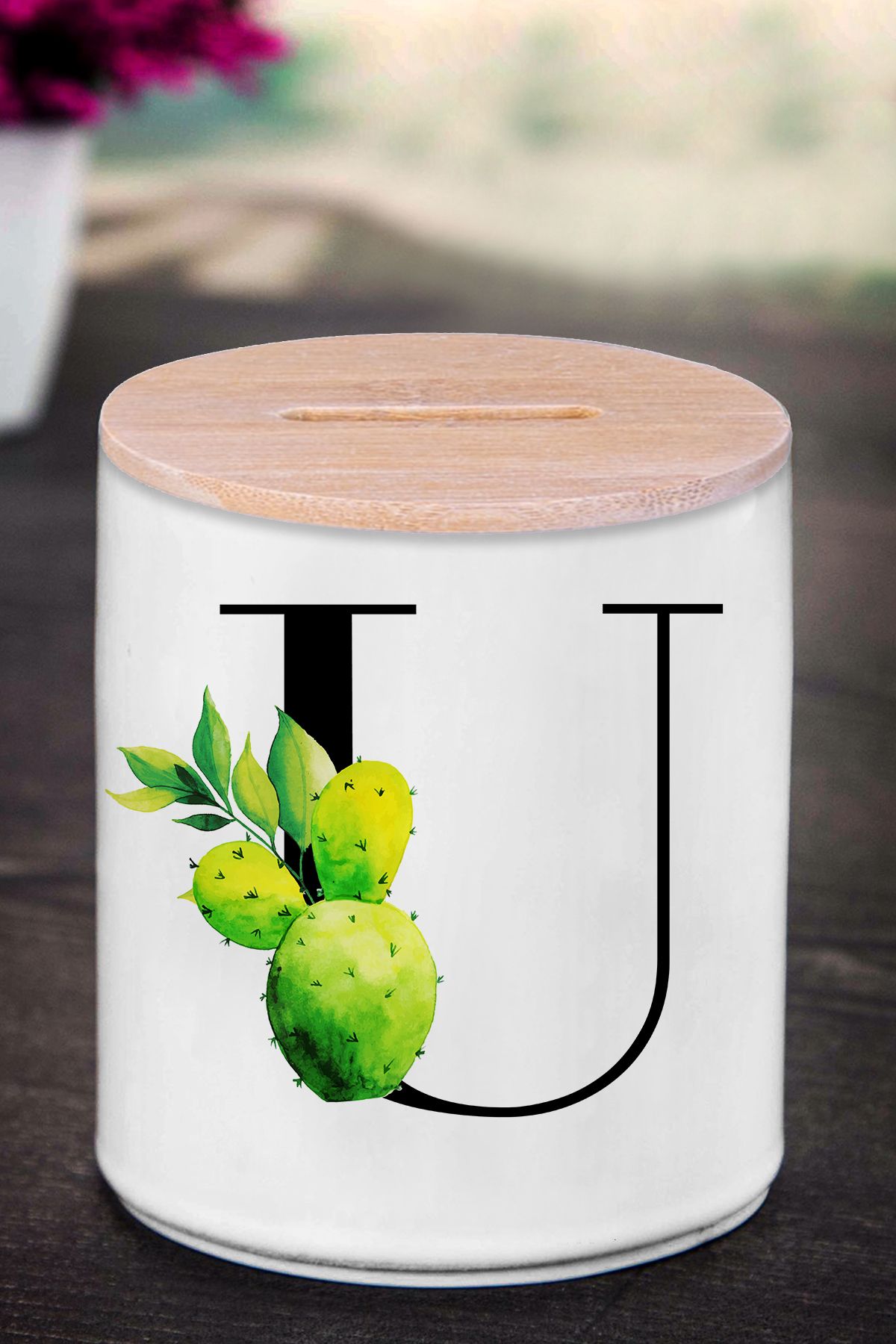 Bytwo Pușculiță Cu Litera U (ceramica) - Cactus U - K173 - One Size