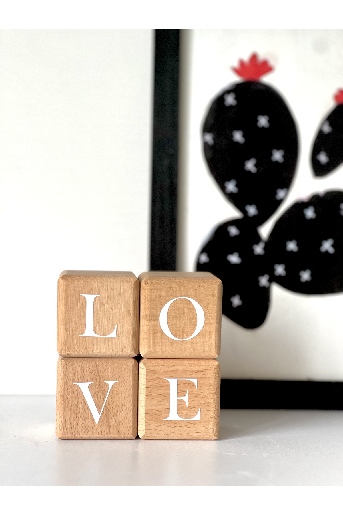 Love yazılı 4lü ahşap beyaz yazılı