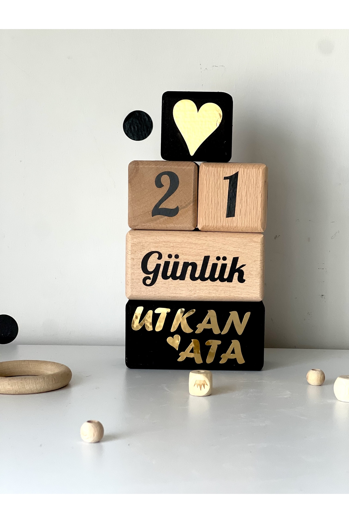 Anne bebek anı küpü siyah gold set