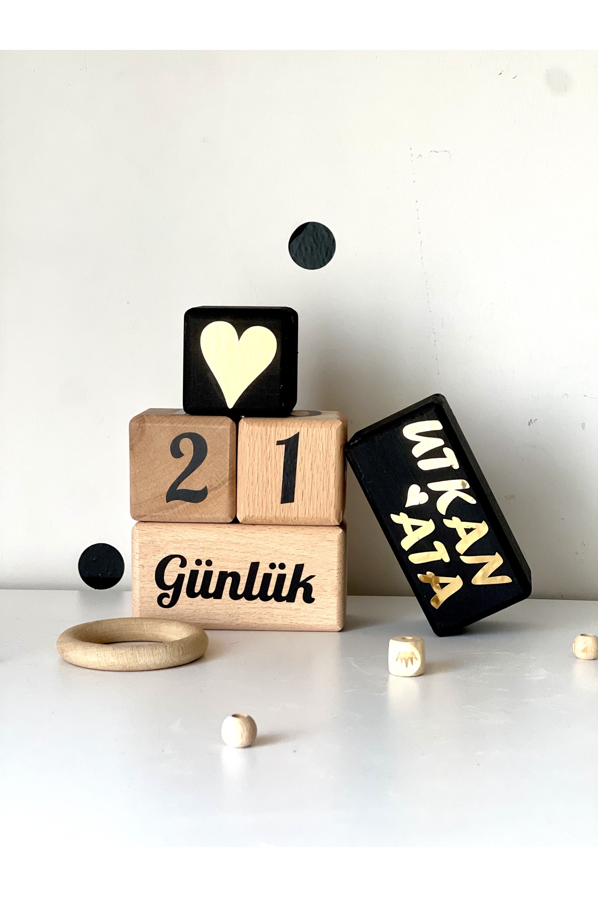 Anne bebek anı küpü siyah gold set