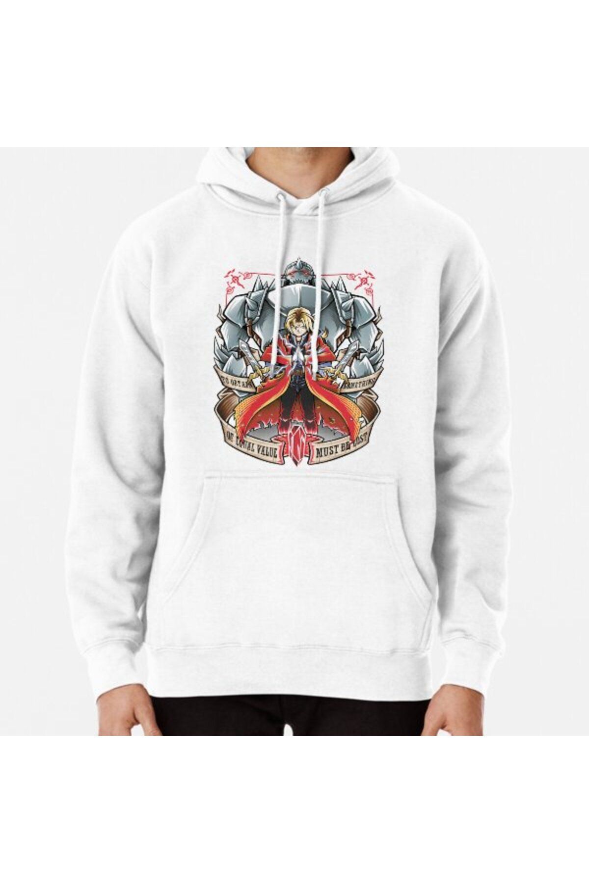 ZOKAWEAR Brotherhood FullMetal Alchemist White Hooded Sweatshirt