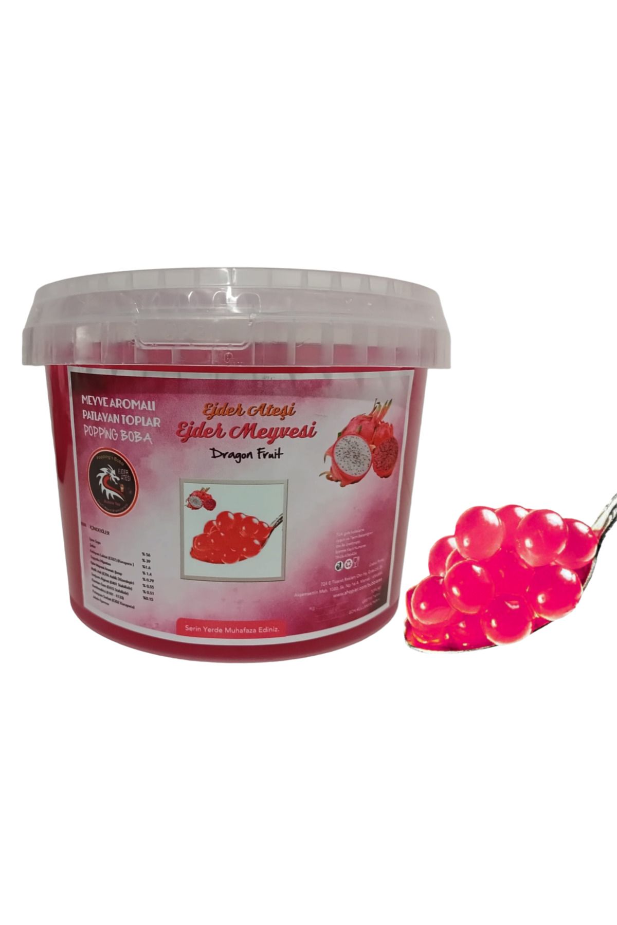 Ejder Meyvesi Aromalı Bubble Tea incileri 3.4 KG.