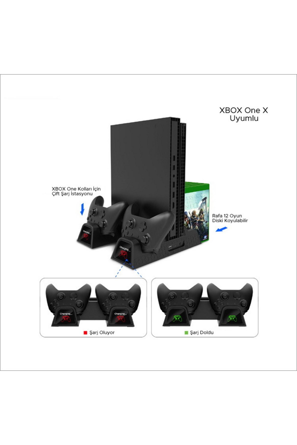 Xbox One X/s Uyumlu Çok Amaçlı Şarj Istasyonu Soğutucu Stand 4