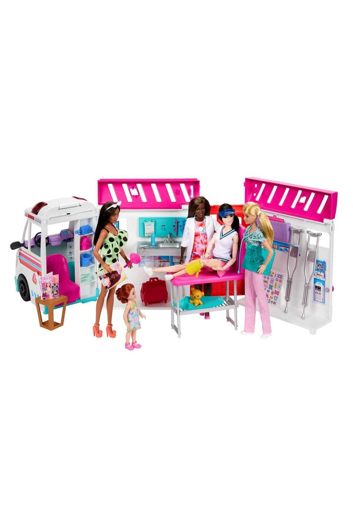 Barbie Dönüşen Ambulans ve Klinik Oyun Seti HKT79 4307383809388