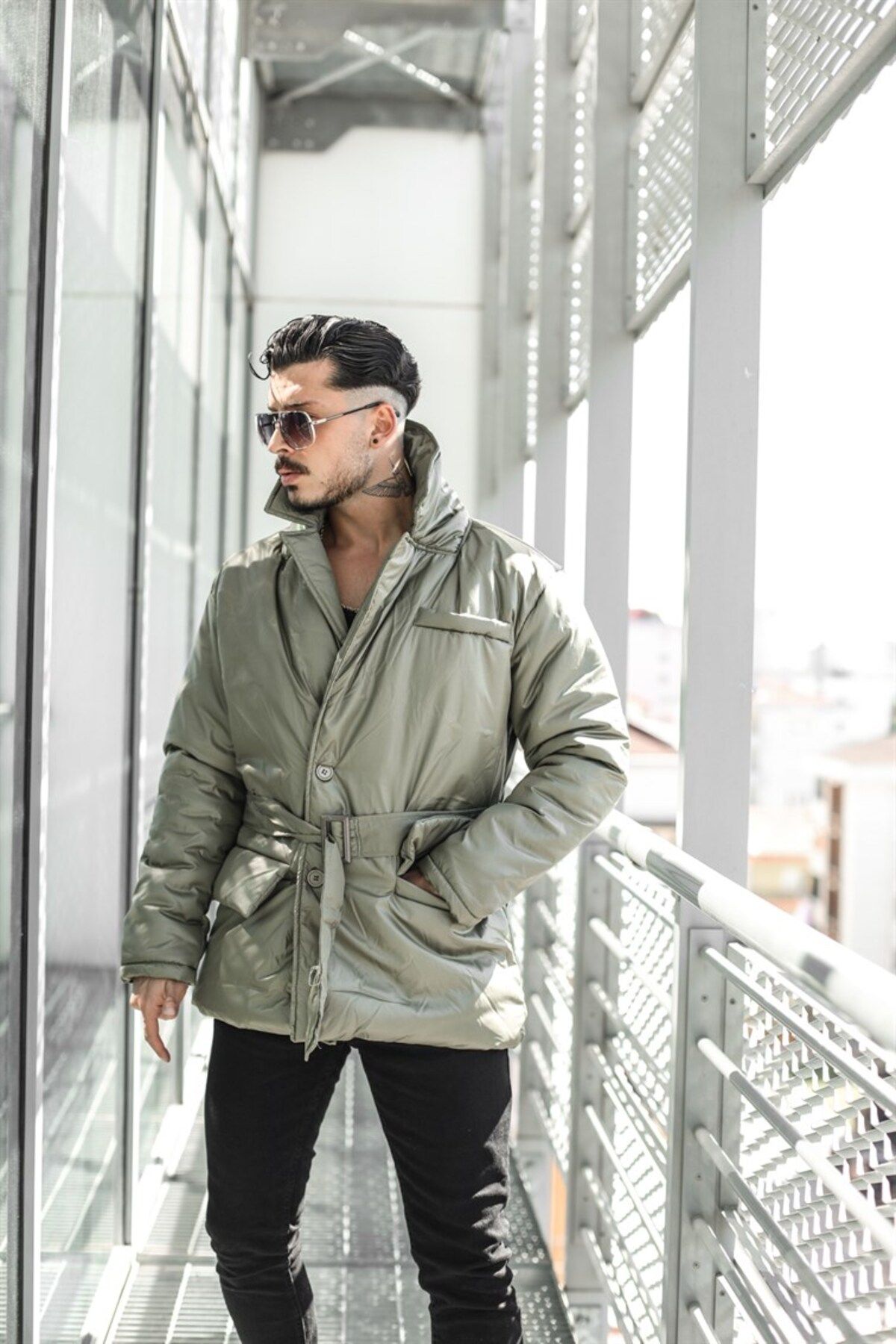 Green parka outfit sales men