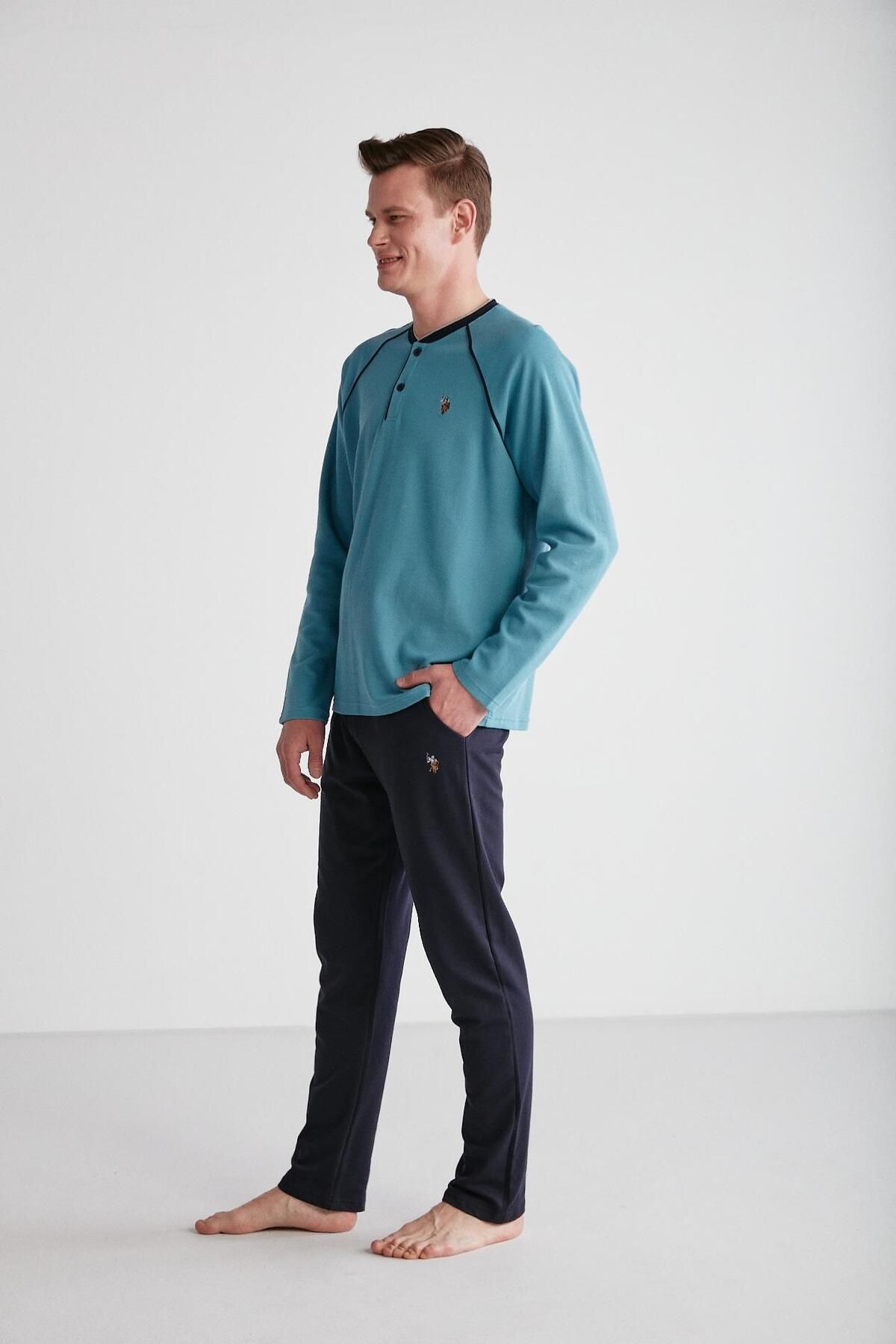 U.S. Polo Assn. ست پیژامه تکه فیروزه ای مردانه