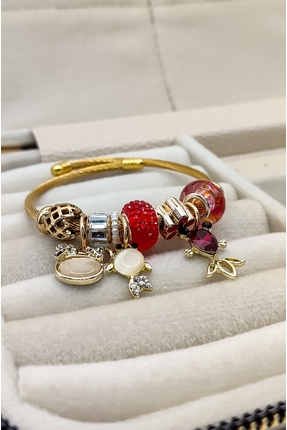 Kırmızı Balık Desenli Charm &Ccedil;elik Bileklik - 2