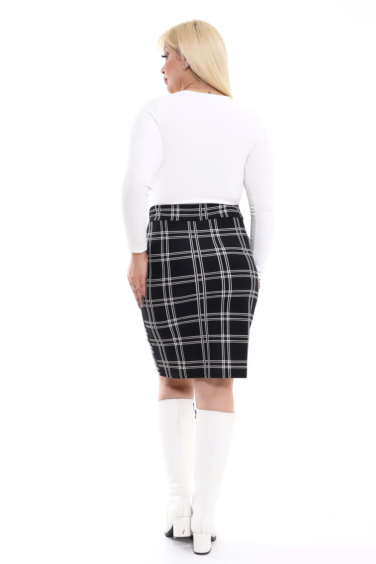 Black and white online checkered skirt xxl