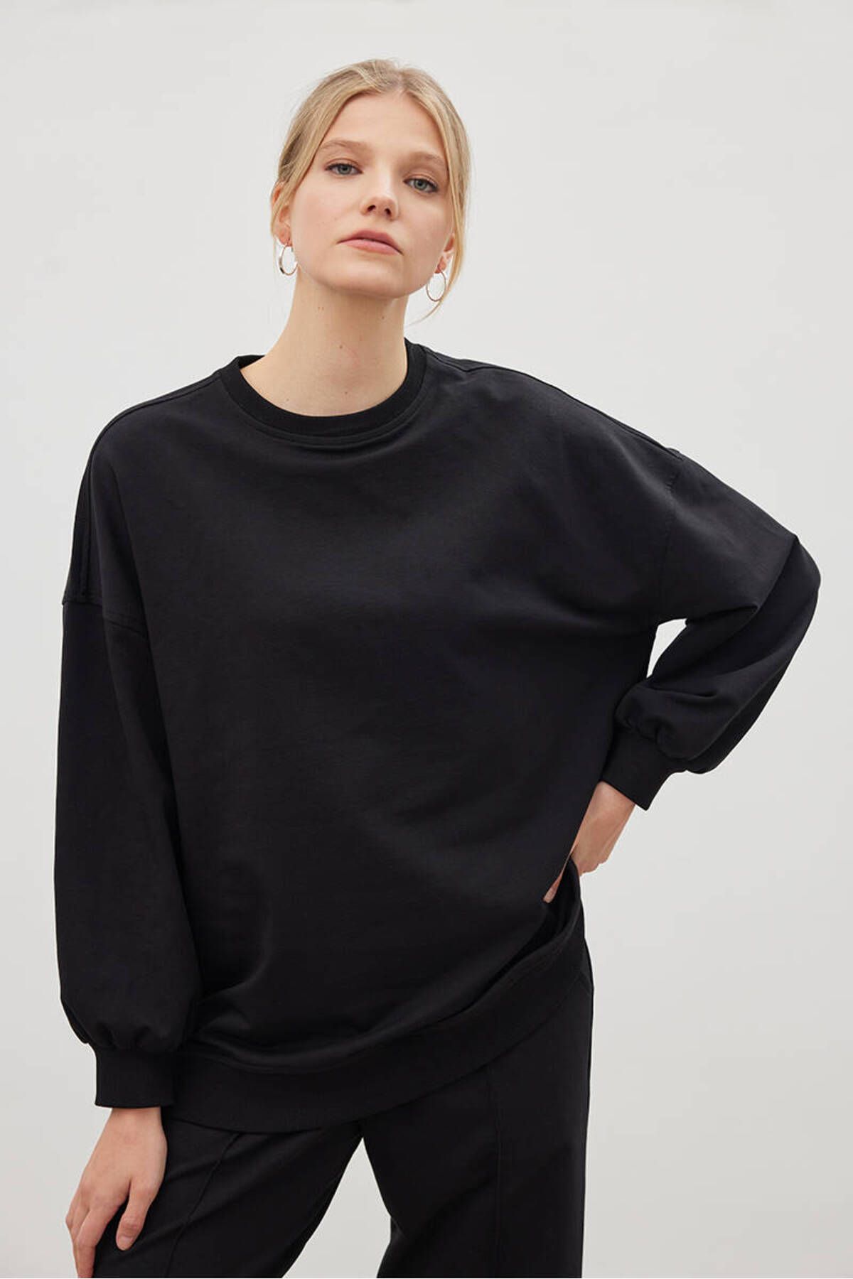 BE BLUE Black Thin Sweatshirt Trendyol