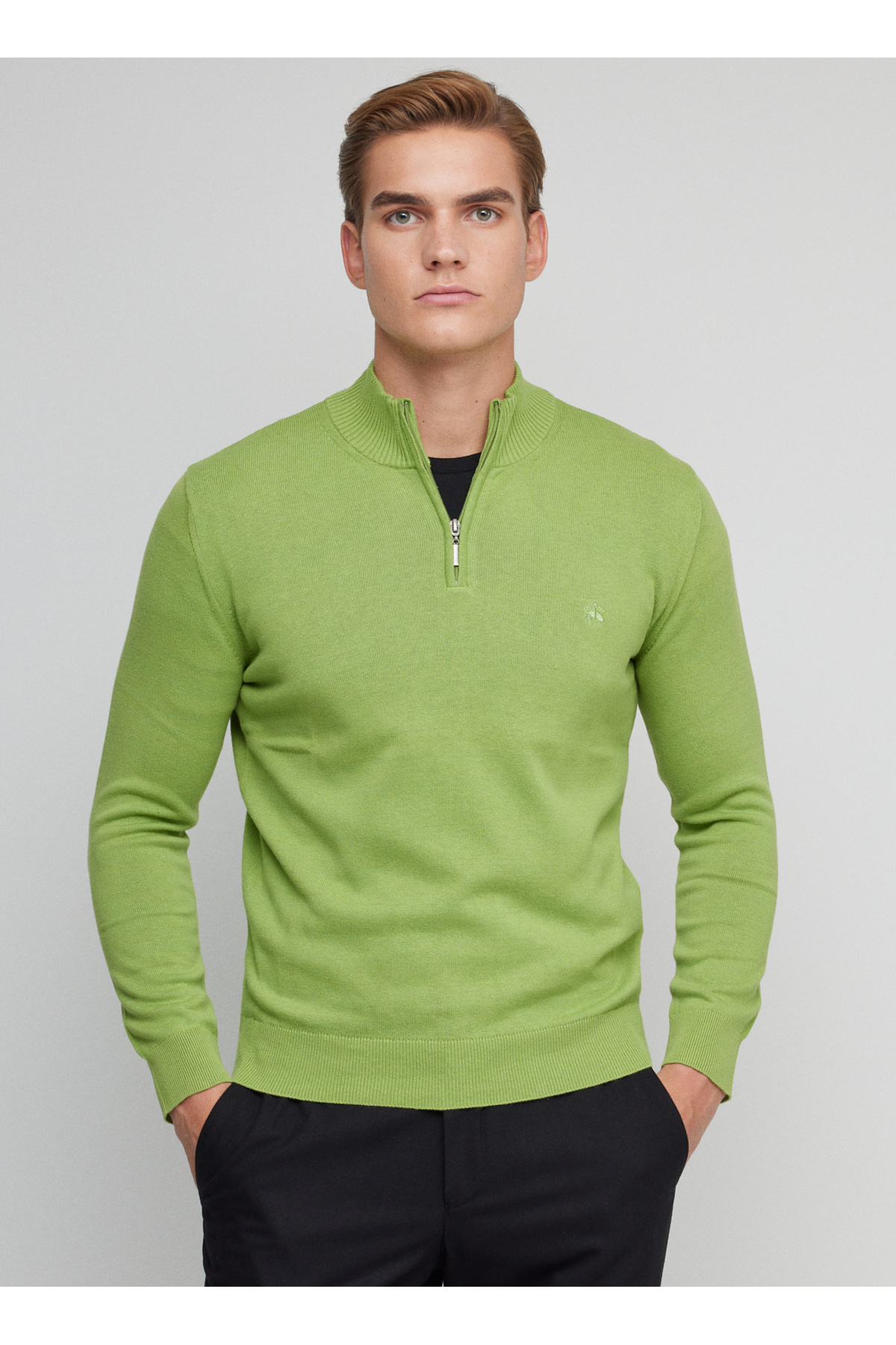 Crew Neck Normal Green Men's Sweater BBFW23MKL005