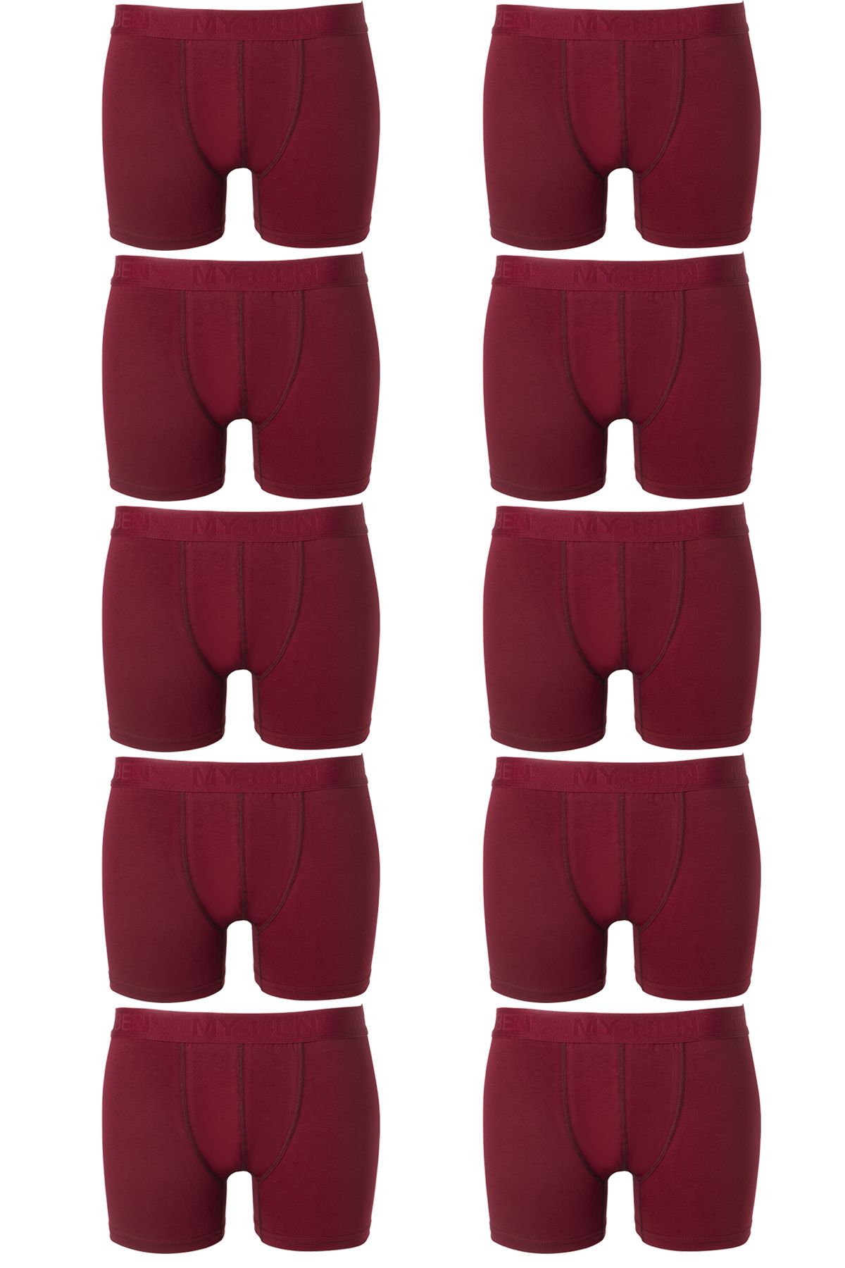 MyBen-Boxer de 10 bucăți din bumbac și lycra de culoare burgundă, ultra confortabil, complet Lycra, bumbac pieptănat compact B-910 1
