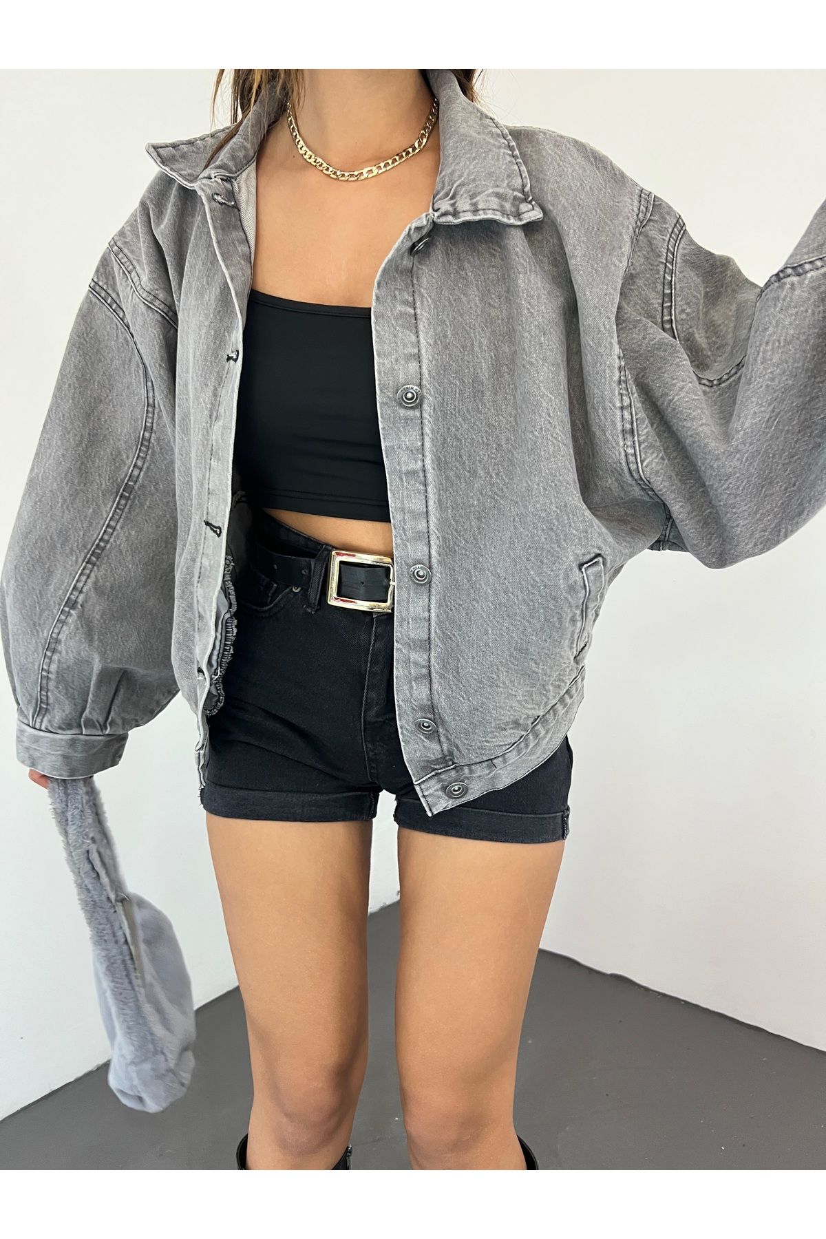 Balloon sleeve jean hotsell jacket