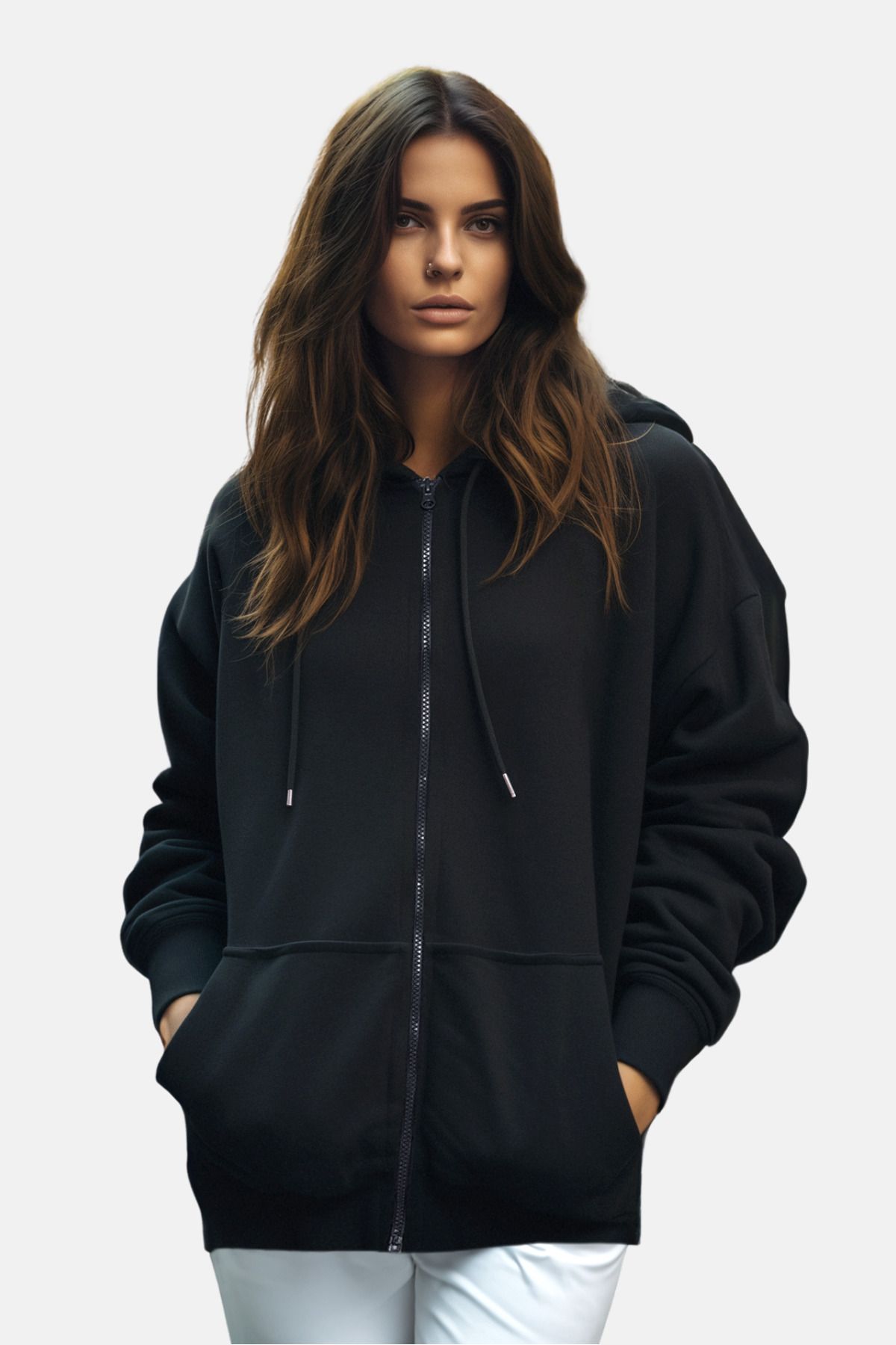 Thick black discount zip up hoodie