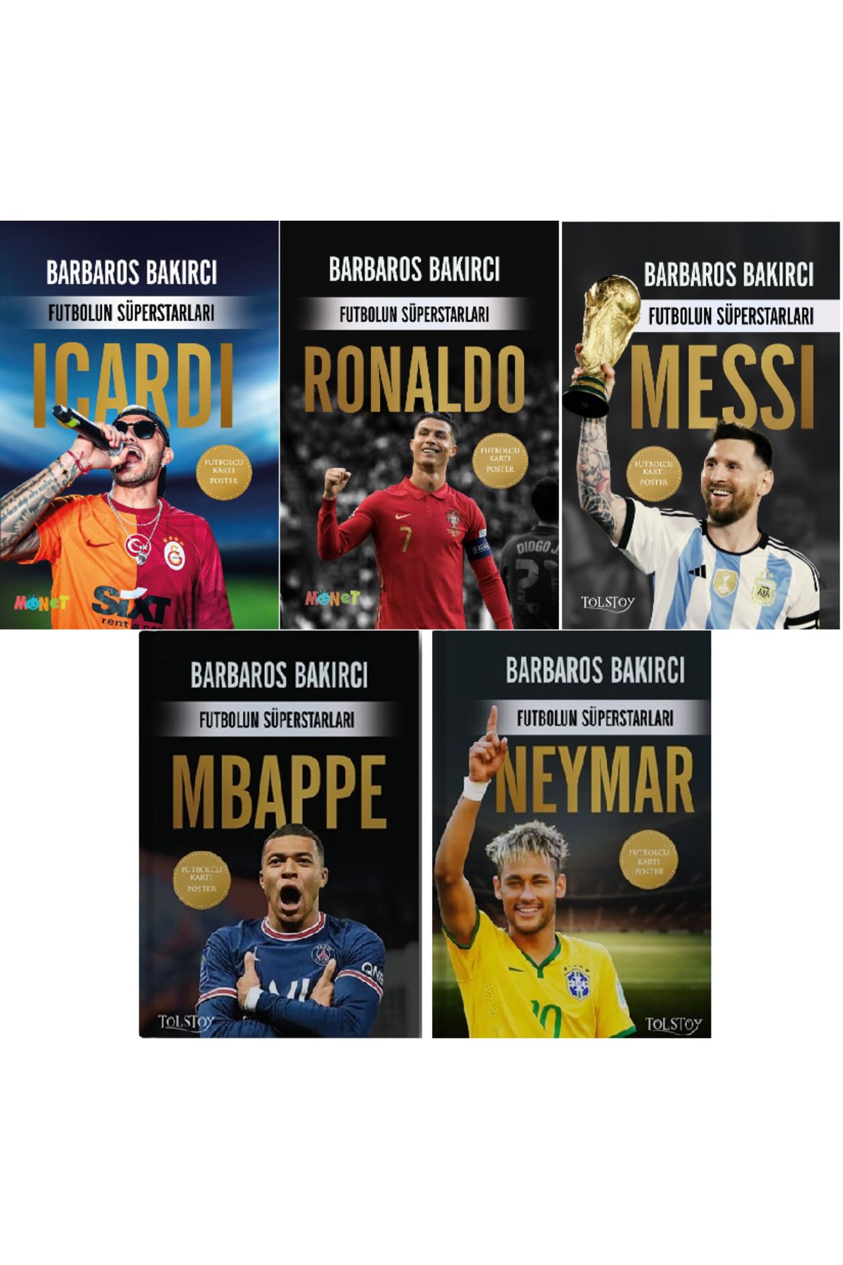 Набор из 5 книг MONET Football Superstars (ICARDI-RONALDO-MESSI-MBAPPE-NEYMAR) 477859621819613