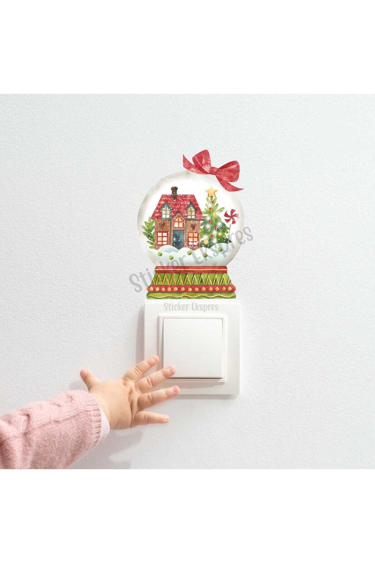 Sticker Ekspres Kar Küresinde Ev K4 Yılbaşı Yeni Yıl Priz Sticker fotoğrafı 2 (önizleme)