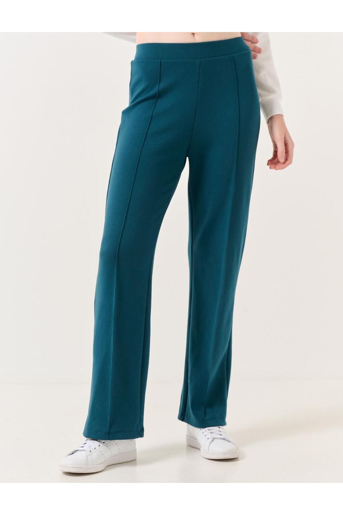 Jimmy Key Dark Green High Waist Wide Leg Jogger Pants Trendyol