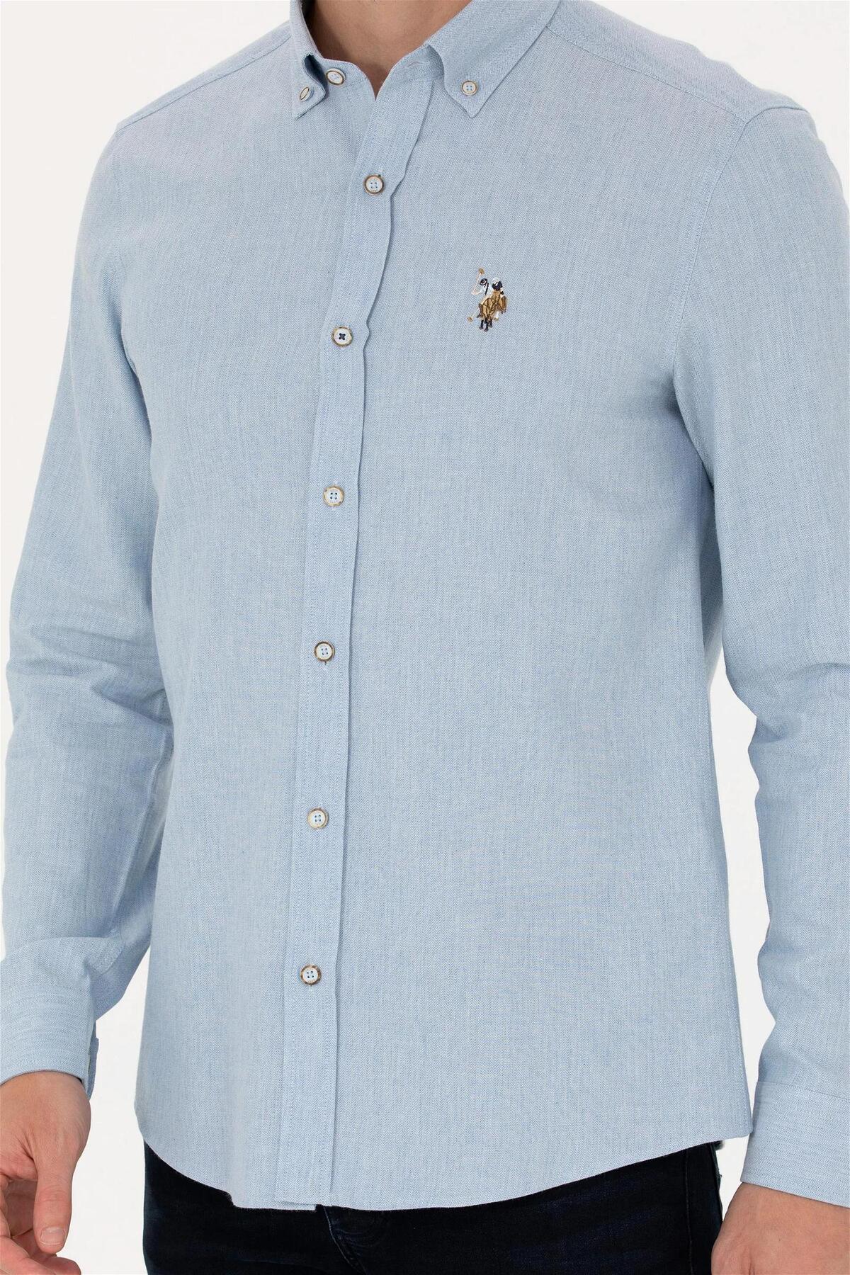 پیراهن مردانه آبی یو اس پولو | 1672287.VR014 ELİFSU BUTİKHOME اورجینال - تصویر 3