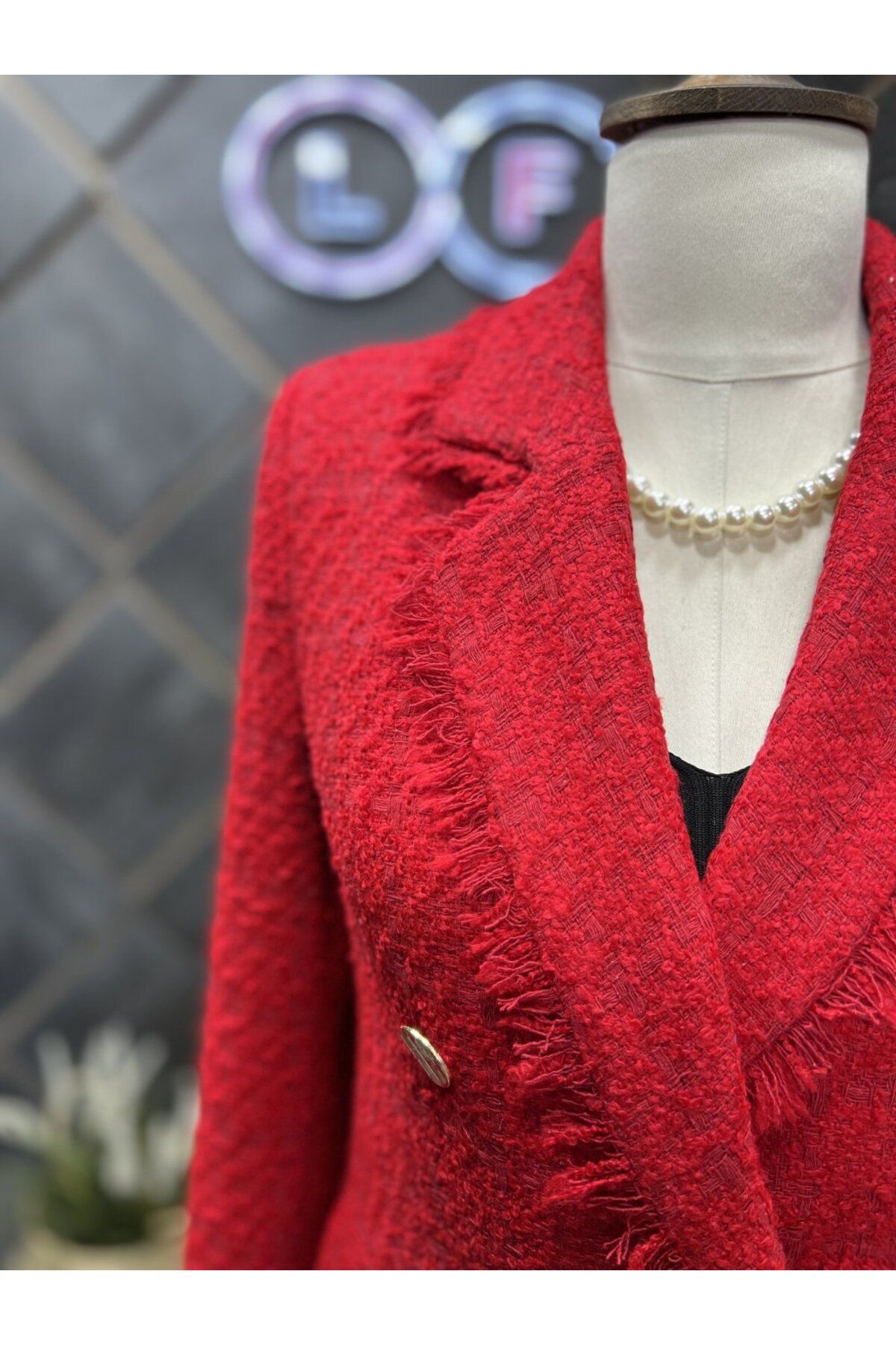 Zara tweed jacket red 2025
